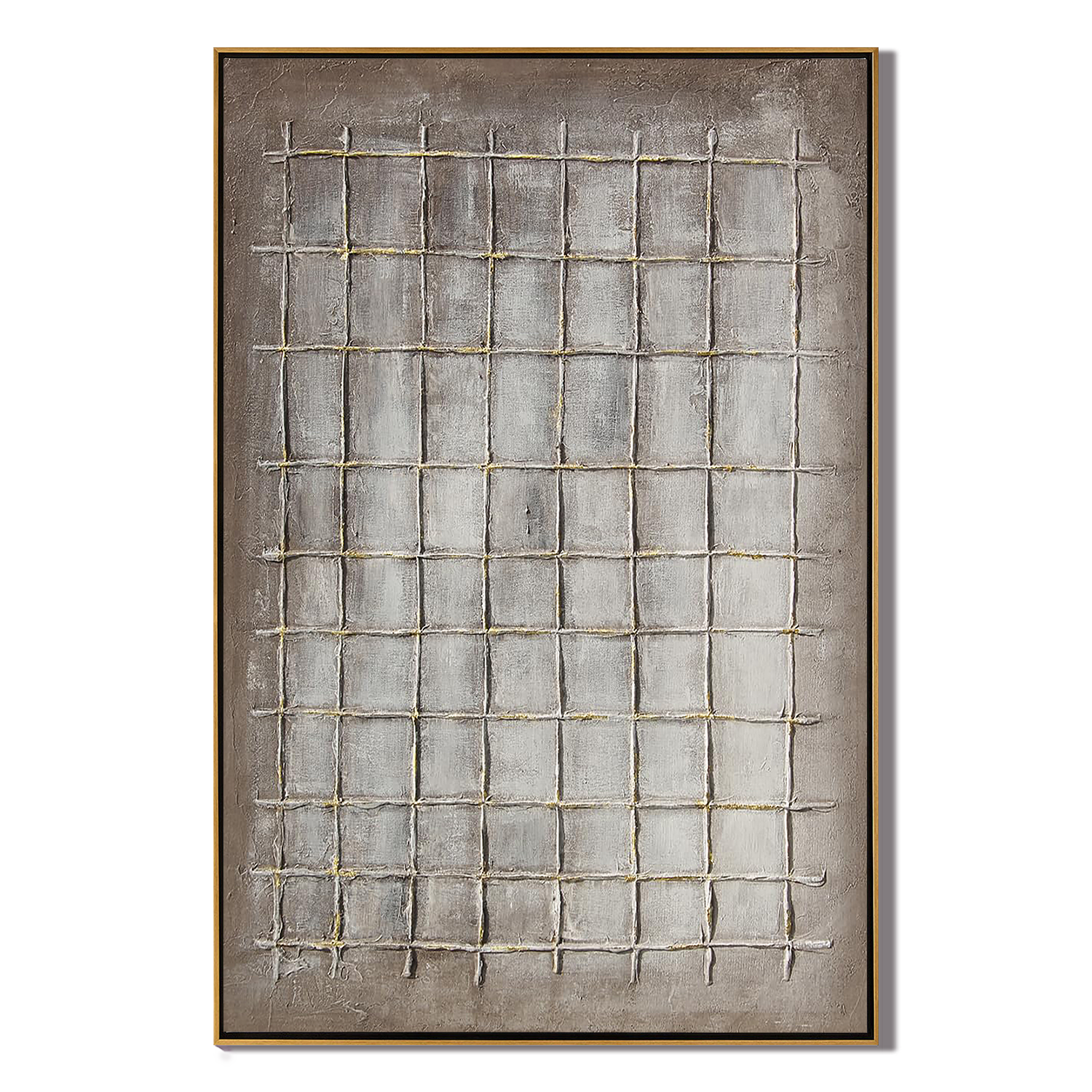 ANCIENT GRID: Wabi-Sabi Abstract Wall Art, Modern Neutral Plaster Relief Grid Painting