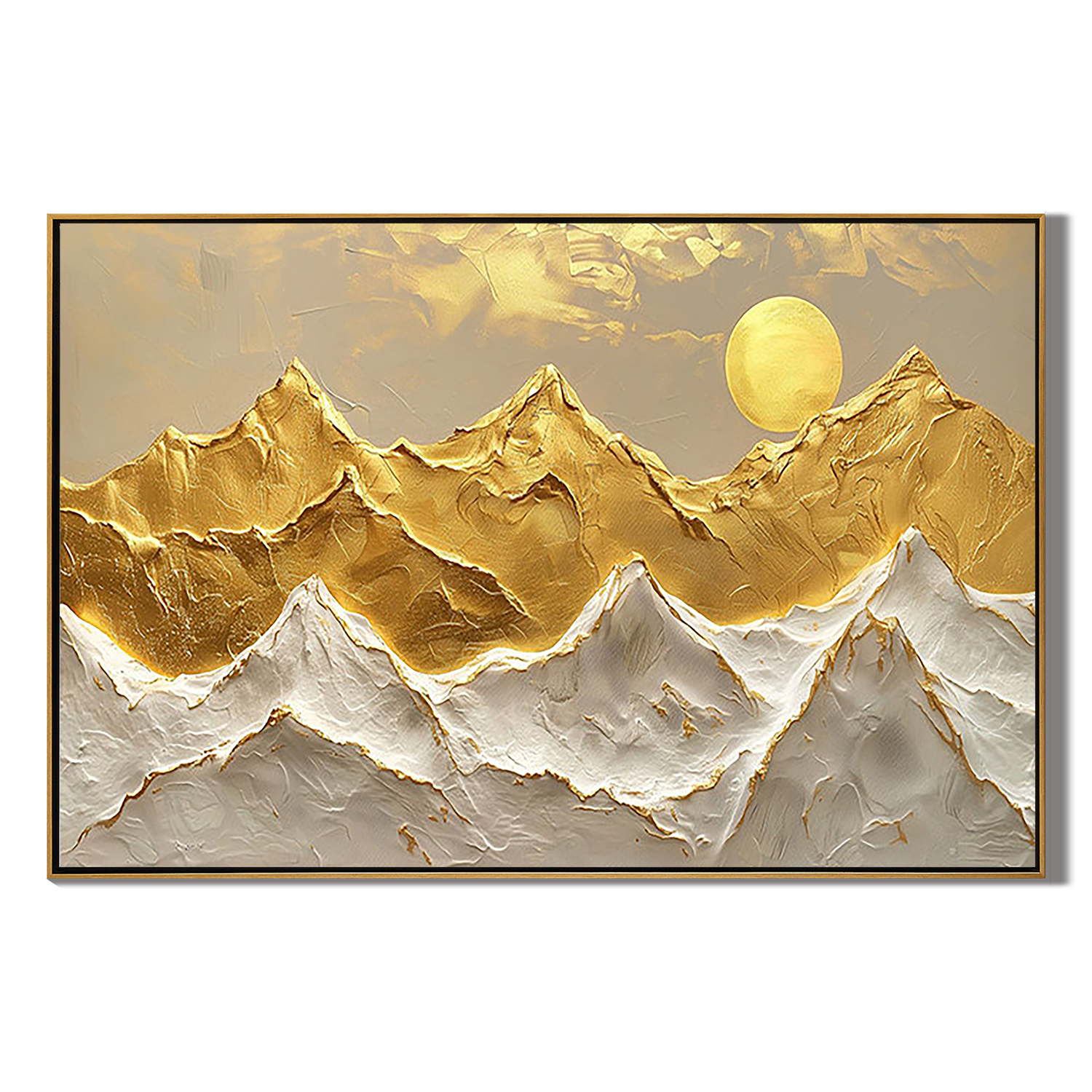 GOLDEN PEAKS: Luxury 3D Heavy Texture Mountain Wall Art, Gold Leaf Abstract Landscape
