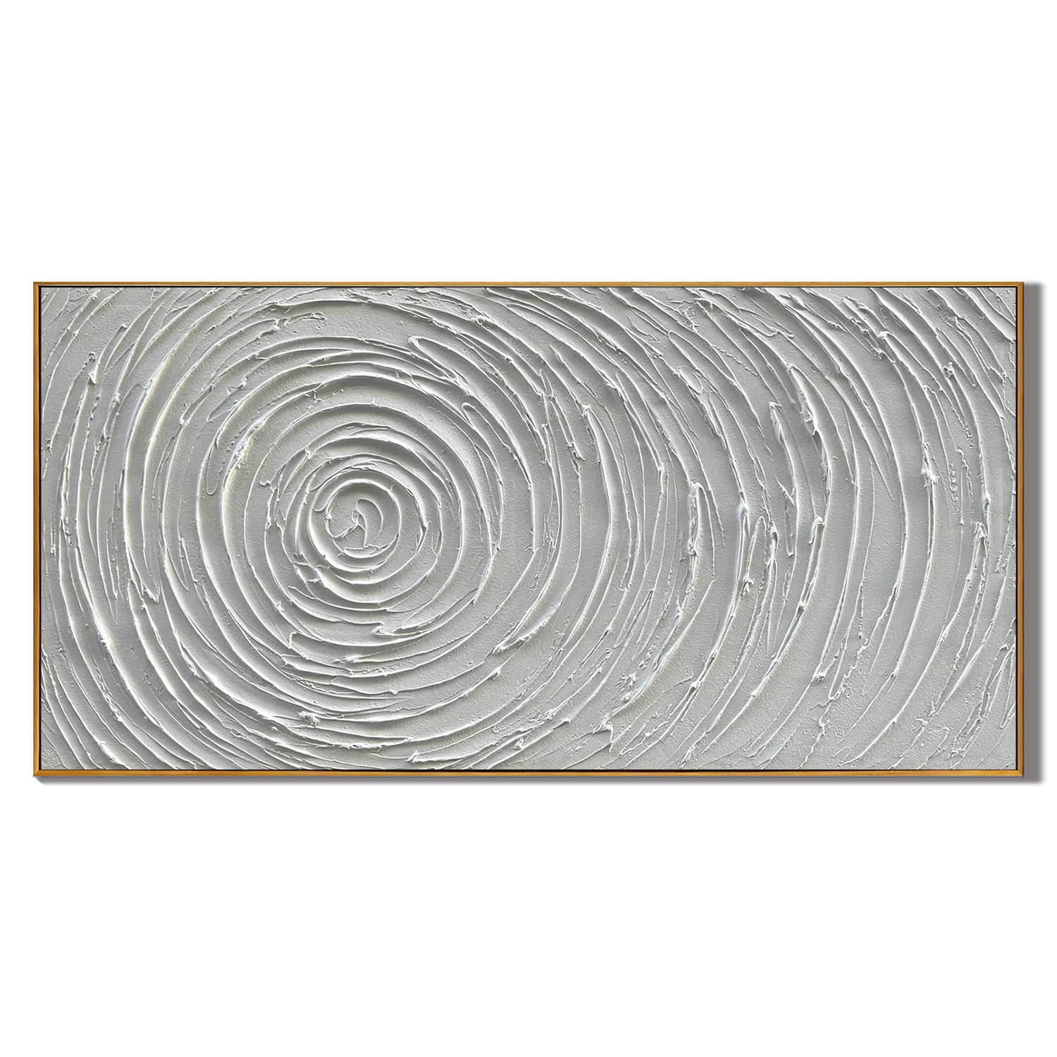 LUNAR RIPPLES: Panoramic 3D Plaster Texture Wall Art, Minimalist White Spiral Relief