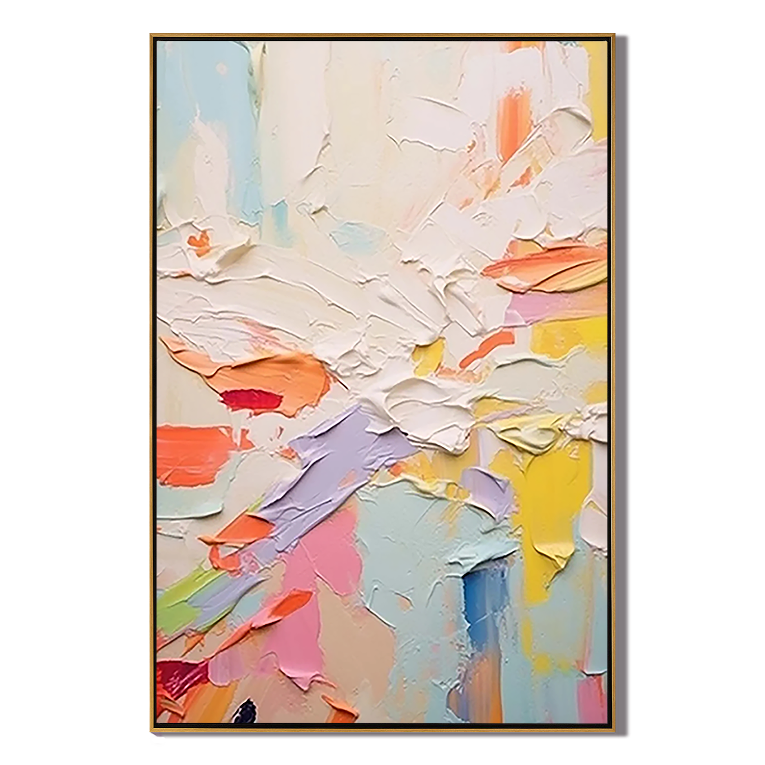 PASTEL ENERGY: Abstract Wall Art, Hand-Painted Multicolored Macaron Palette Knife 3D Heavy Texture Canvas Painting
