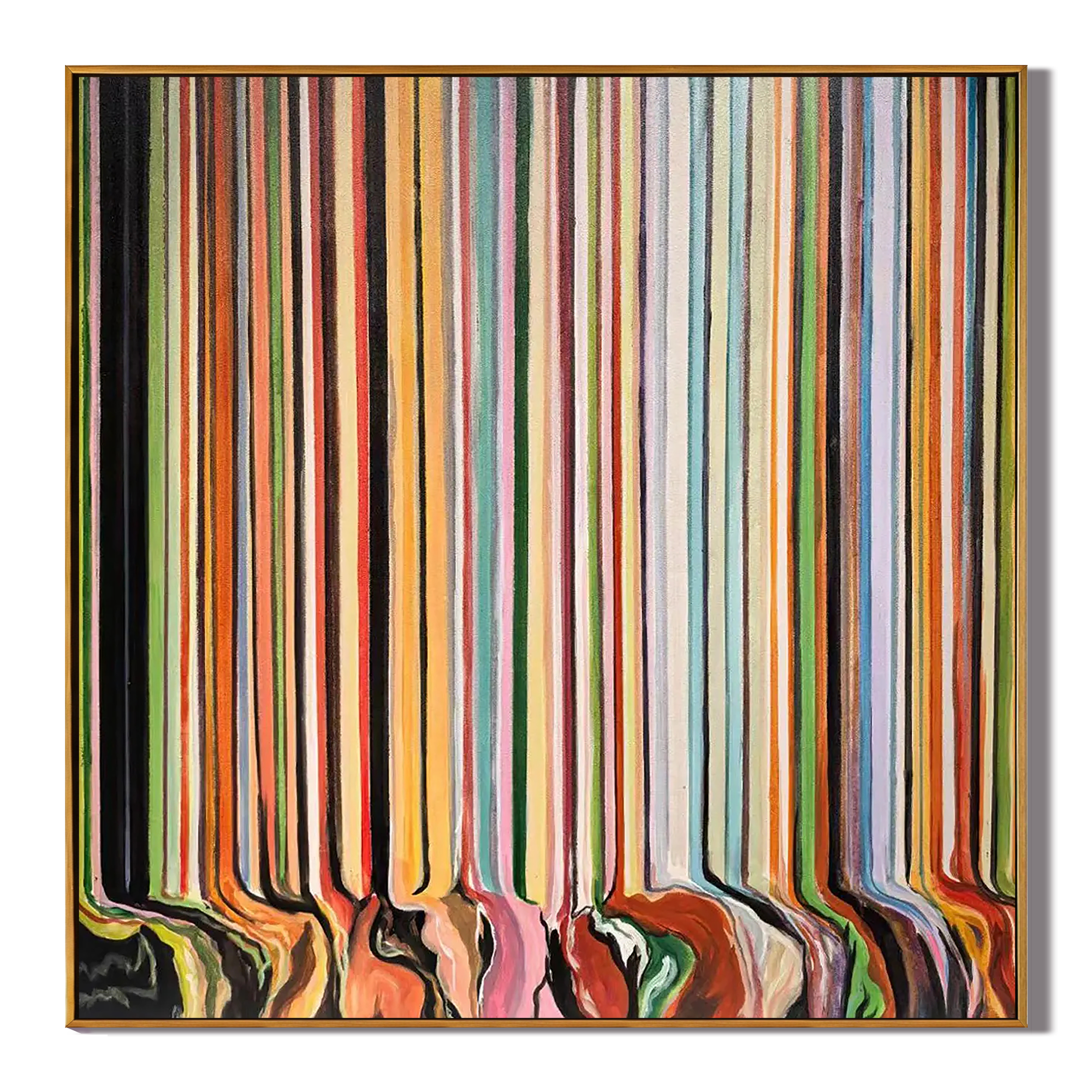 Melting Rainbow – Modern Avant-Garde Linear Painting | Vibrant Colorful Dining Room Art