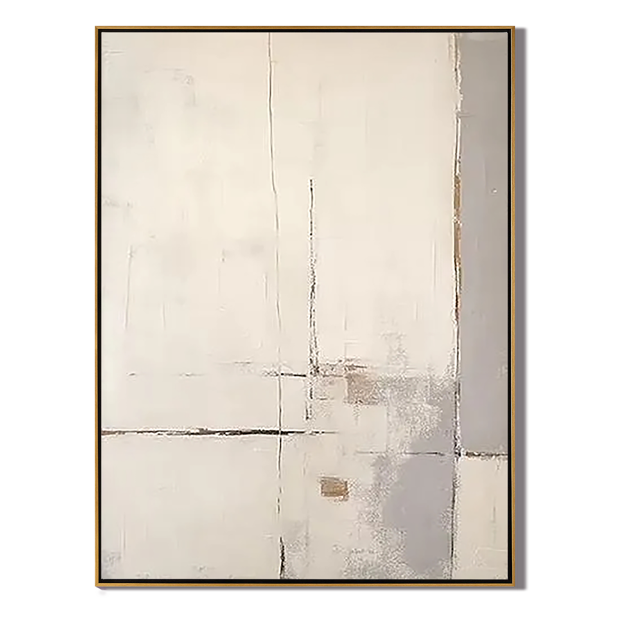 MINIMALIST TRACE: Wabi-Sabi Wall Art, Hand-Painted Minimalist Beige and Grey Plaster Relief Heavy Texture Gallery Art