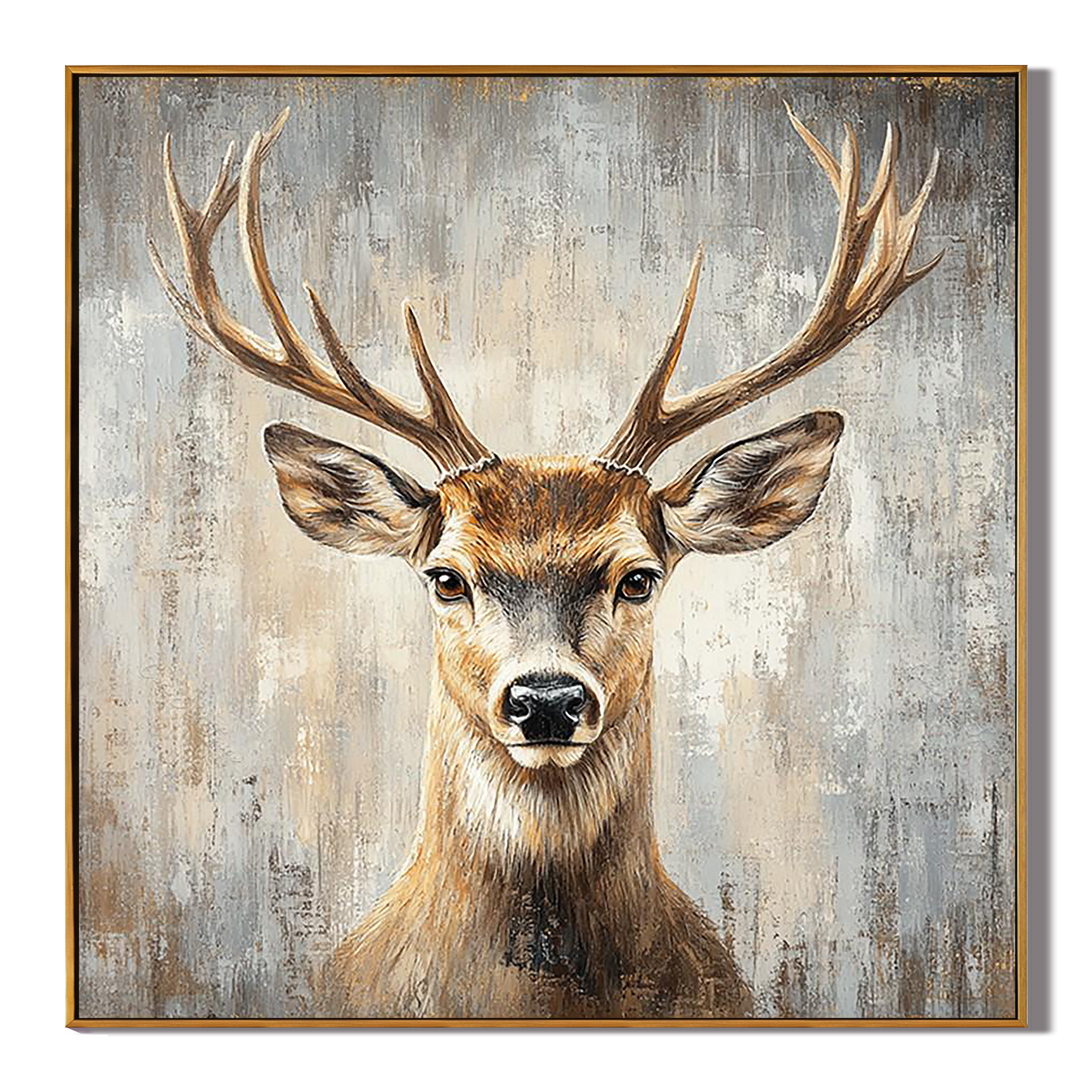 MAJESTIC STAG: Realistic Wildlife Deer Wall Art, 3D Heavy Texture Forest Animal Art