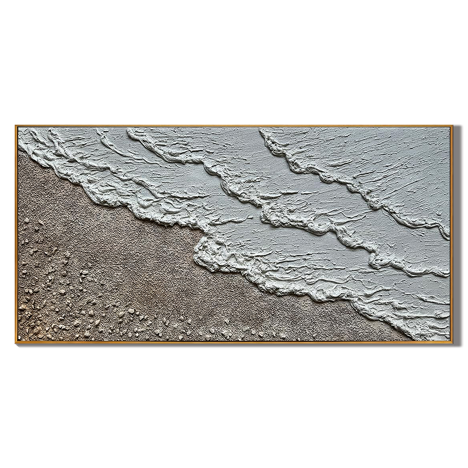 COASTAL REACH: Plaster Texture Coastal Wall Art, Wabi-Sabi Sand and Wave Relief