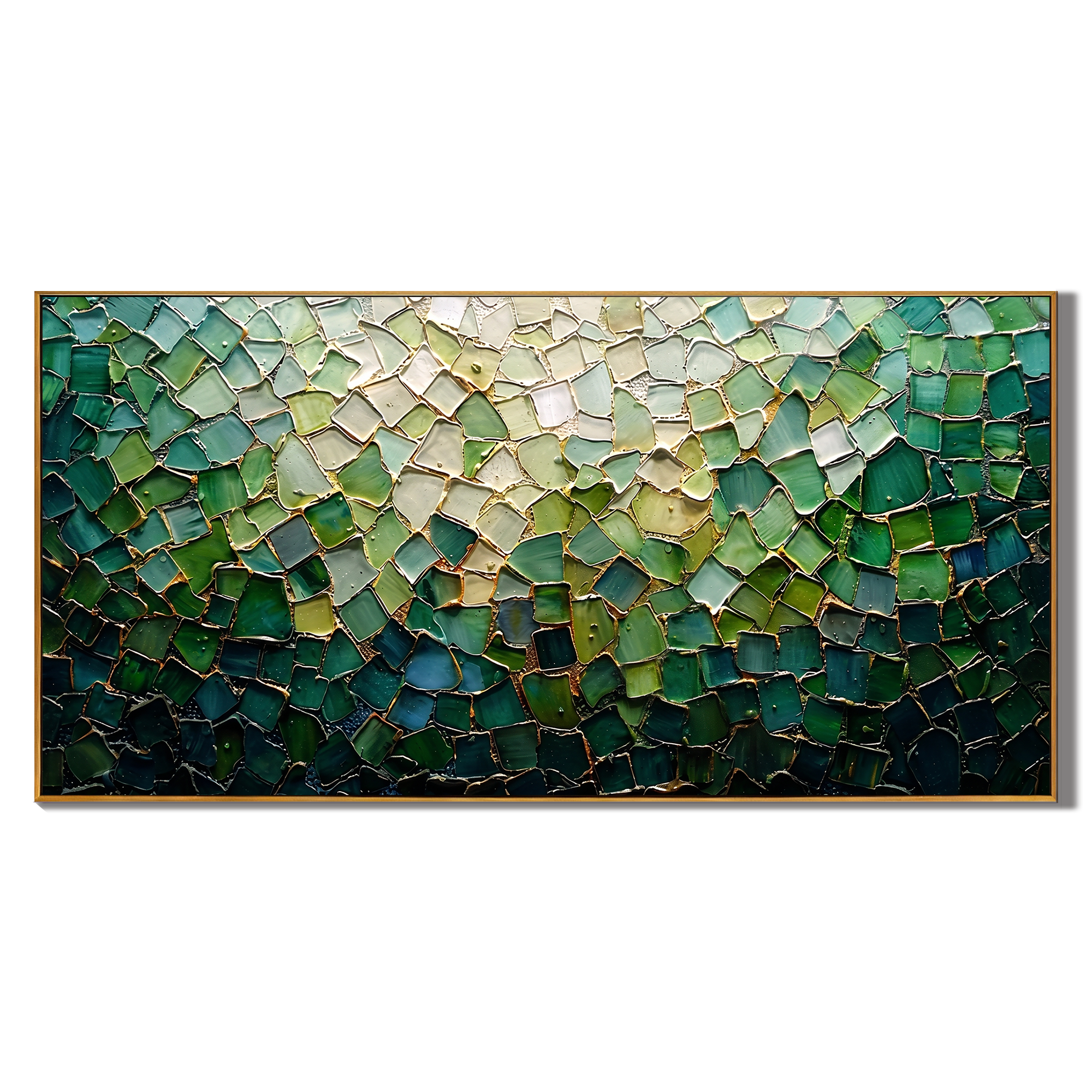 Emerald Mosaic – Modern Luxury Textured Art | Impasto Peacock Green Abstract Living Room Art