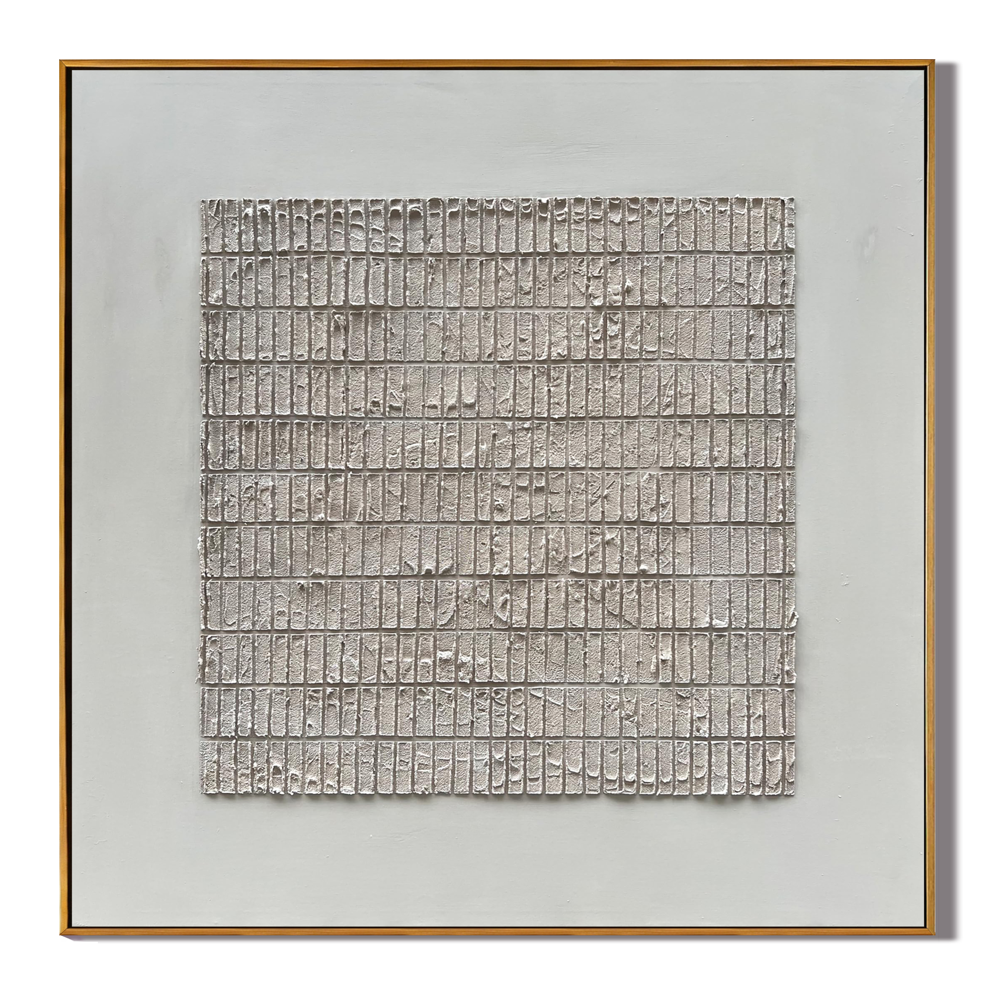 ZEN MATRIX: Wabi-Sabi Plaster Texture Wall Art, Minimalist 3D Grid Relief Painting