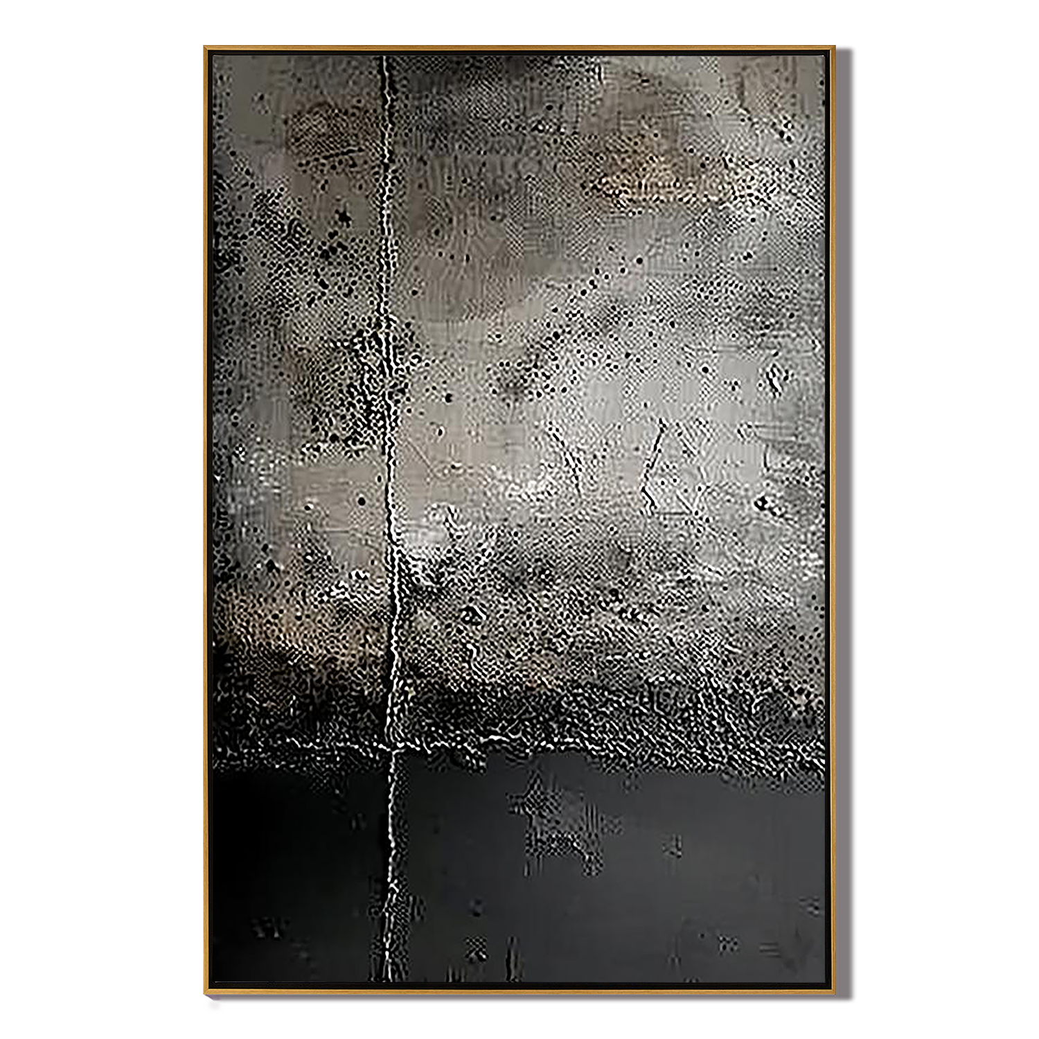 URBAN FOSSIL: Wabi-Sabi Wall Art, Hand-Painted Distressed Charcoal Grey Plaster Effect Relief Modern Gallery Art