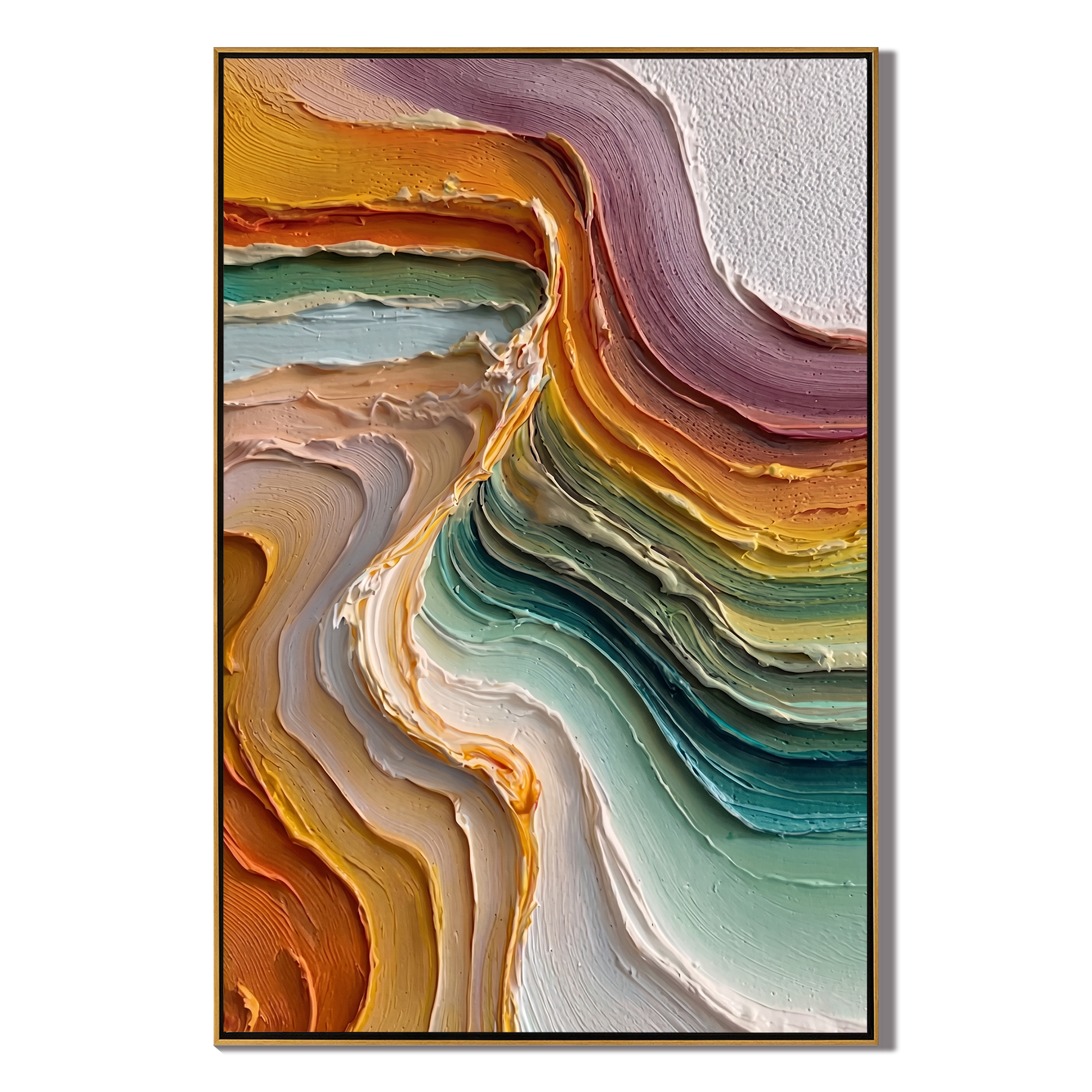 Luminous Veins – Wabi-sabi Heavy Impasto Abstract Painting | Contemporary Minimalist Living Room Art