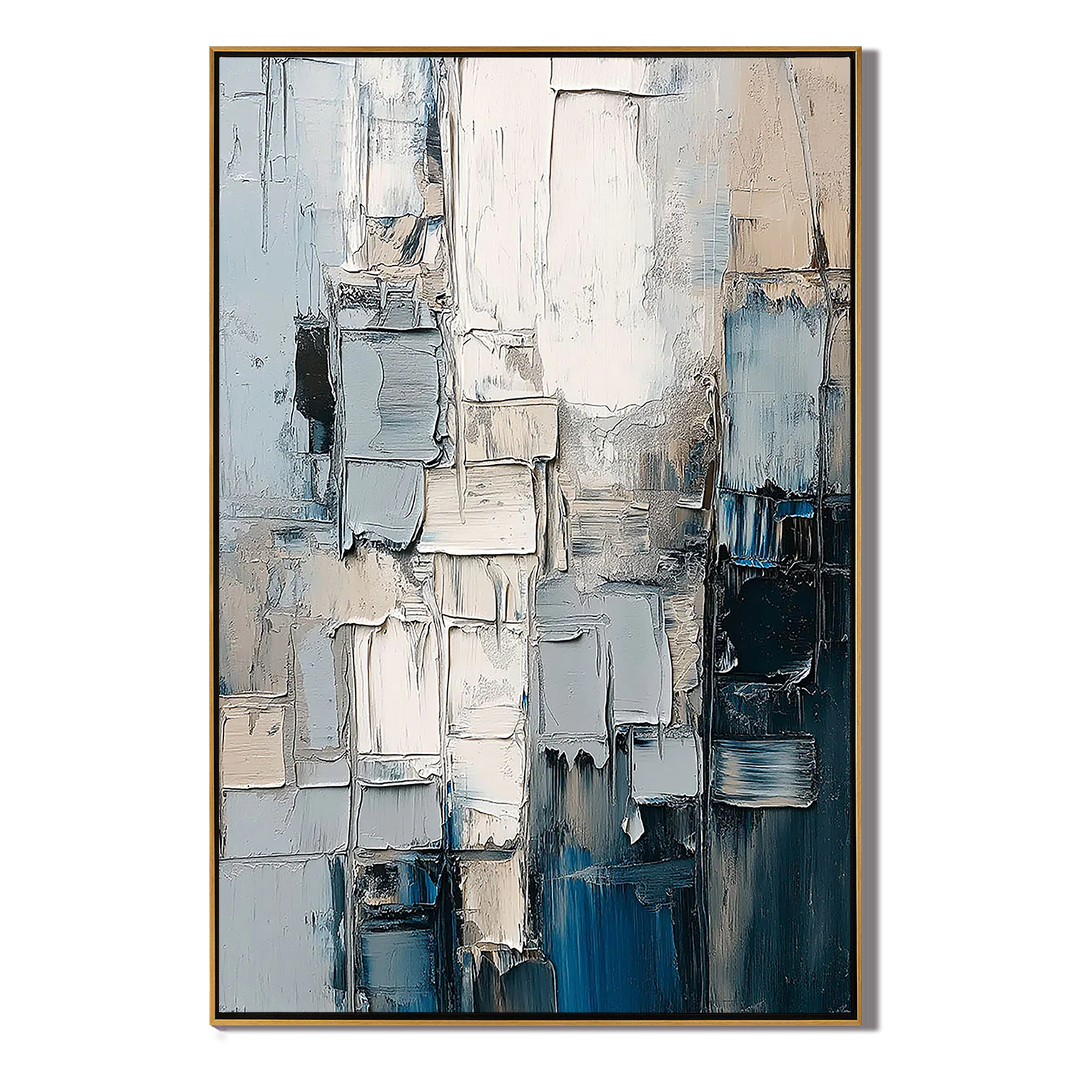 URBAN SERENITY: Texture Wall Art, Modern Abstract Morandi Blue Grey Palette Knife Studio Art