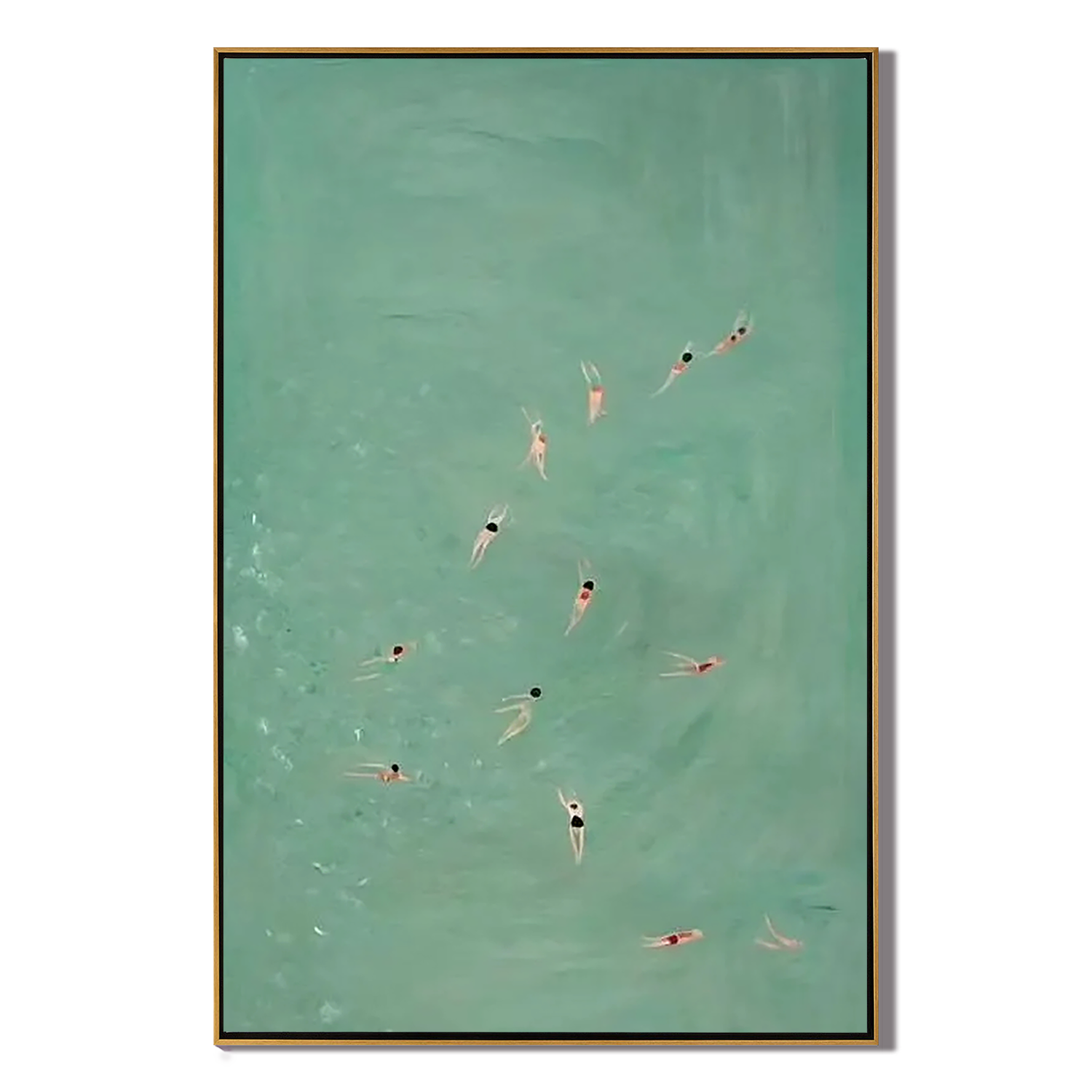 Mint Sea Wanderlust – Modern Retro Swimmers Mint Green Art | Cozy Summer Bedroom Art