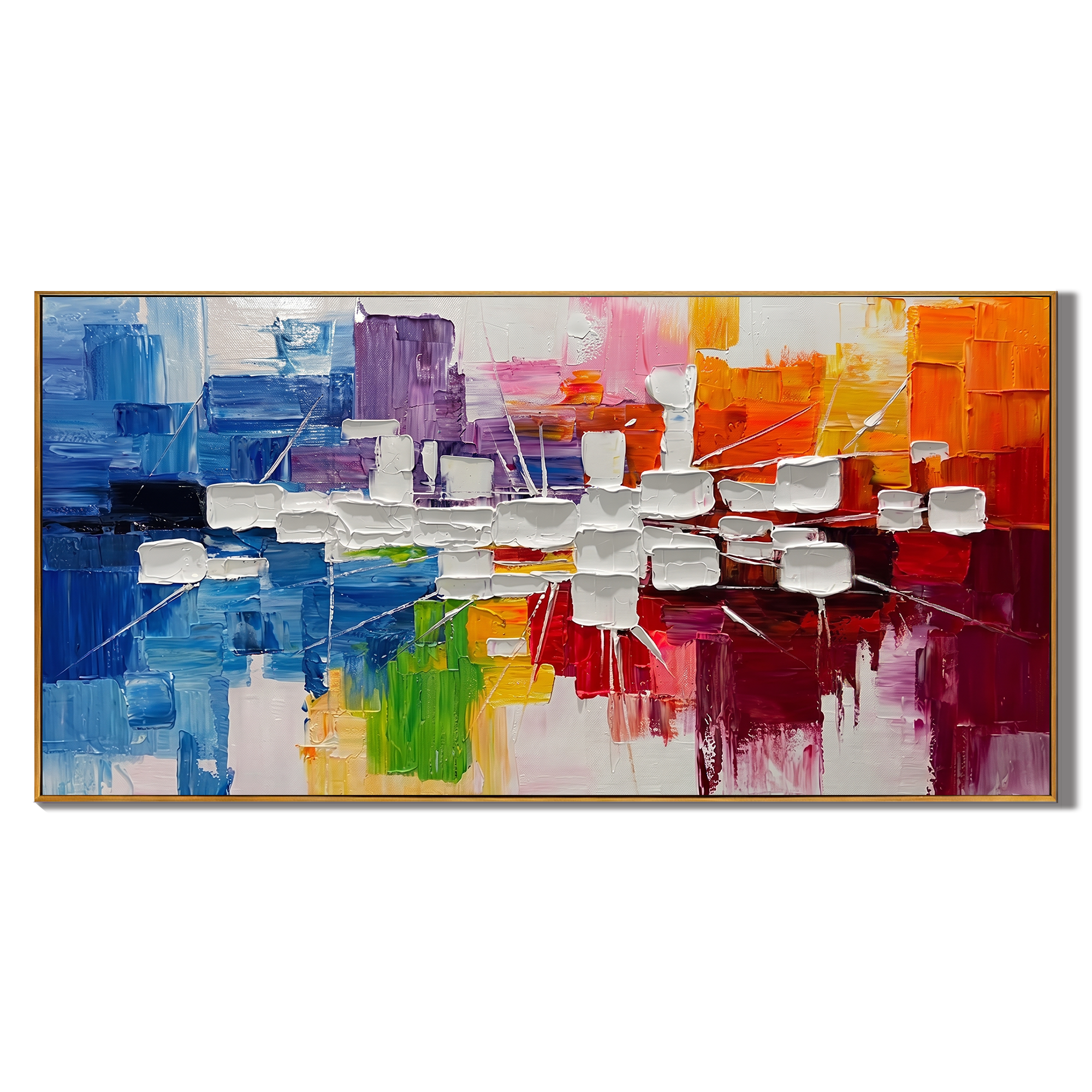 Vibrant Rhythm – Modern Colorful Impasto Abstract Canvas | Energetic Living Room Wall Art