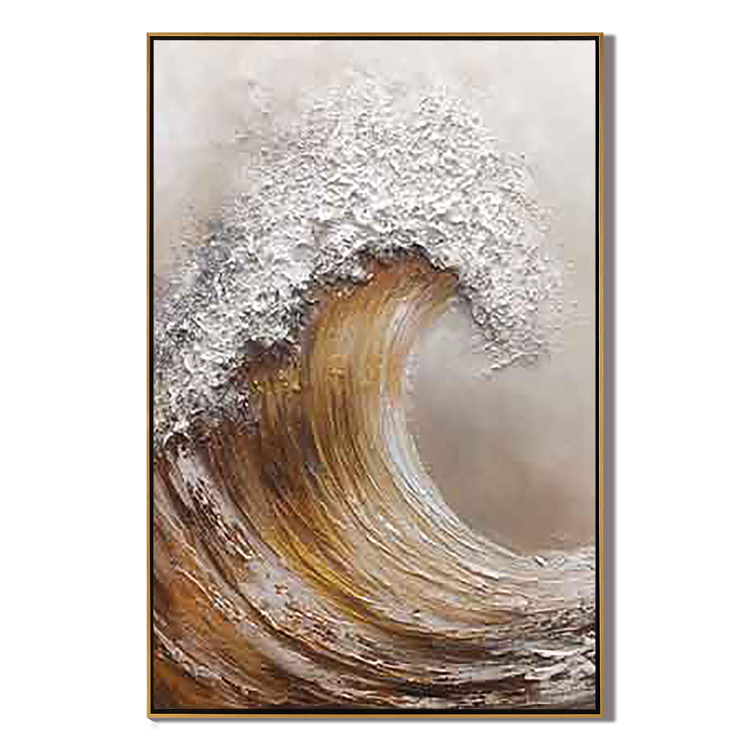 AMBER SURGE: Texture Wall Art, Hand-Painted Gold and Cream 3D Impasto Palette Knife Heavy Texture Canvas Painting