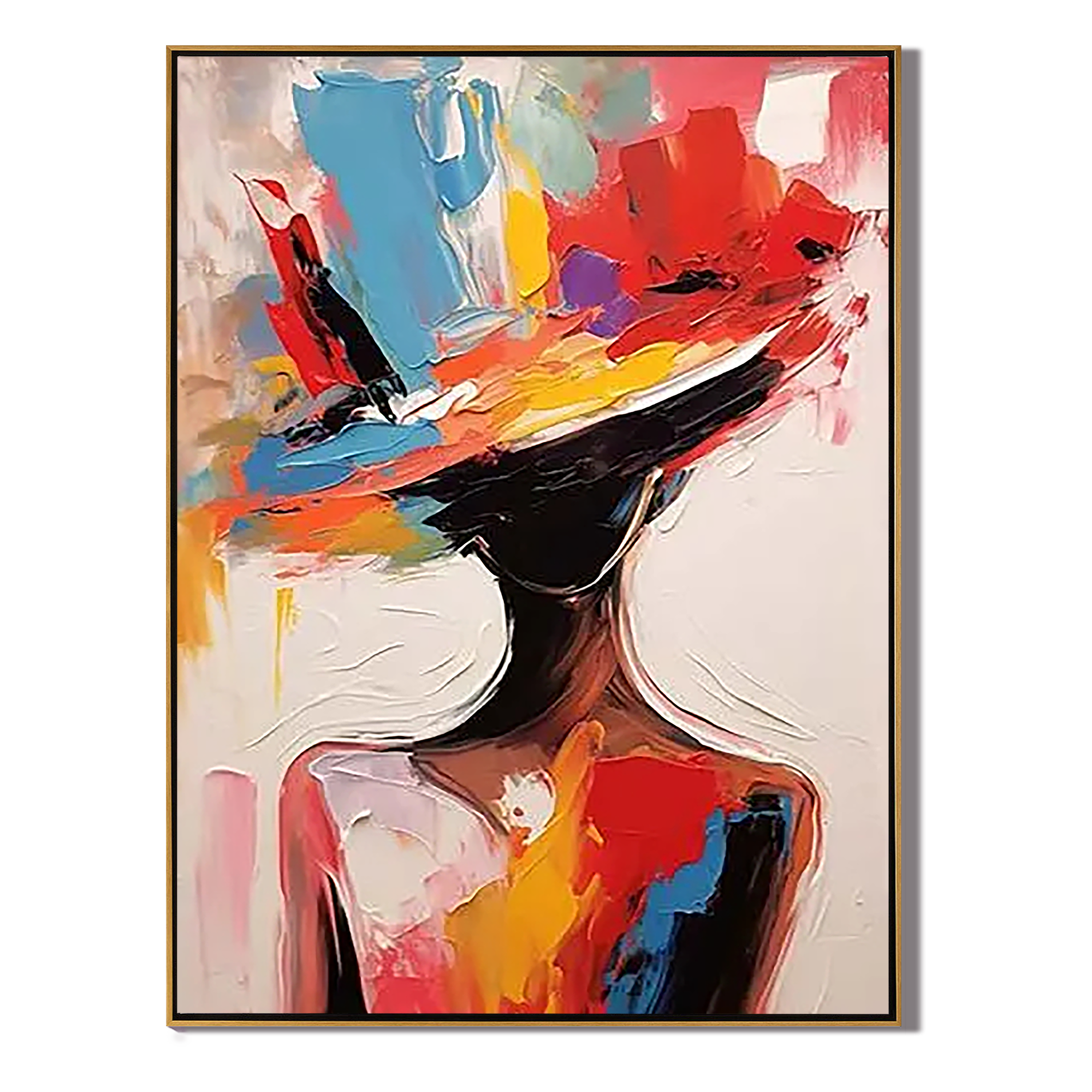 VIVID RADIANCE: Abstract Expressionist Lady in Hat, Bold Palette Knife Portrait Art