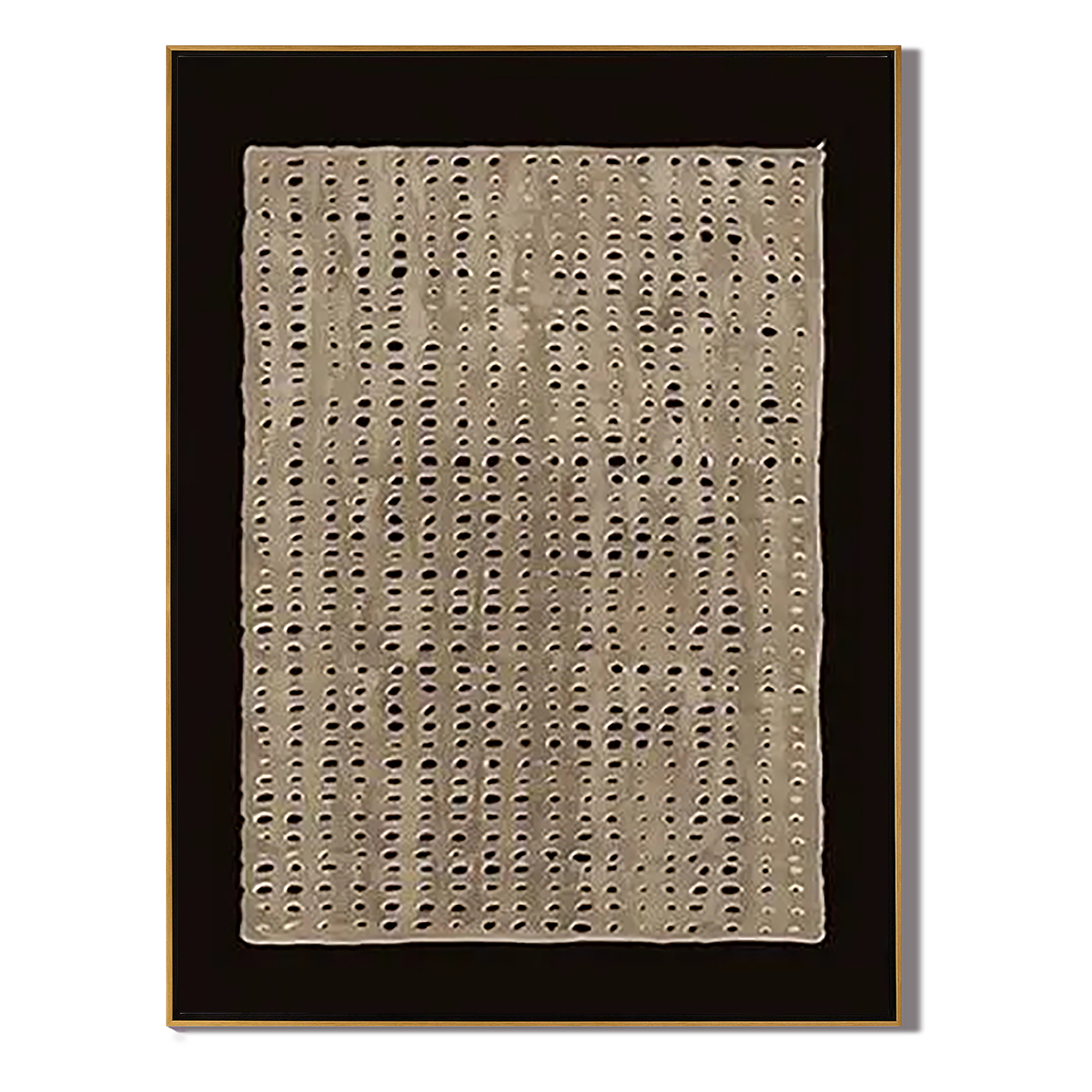 ZEN LATTICE: Wabi-Sabi Abstract Wall Art, 3D Heavy Texture Black & Sand Plaster Relief