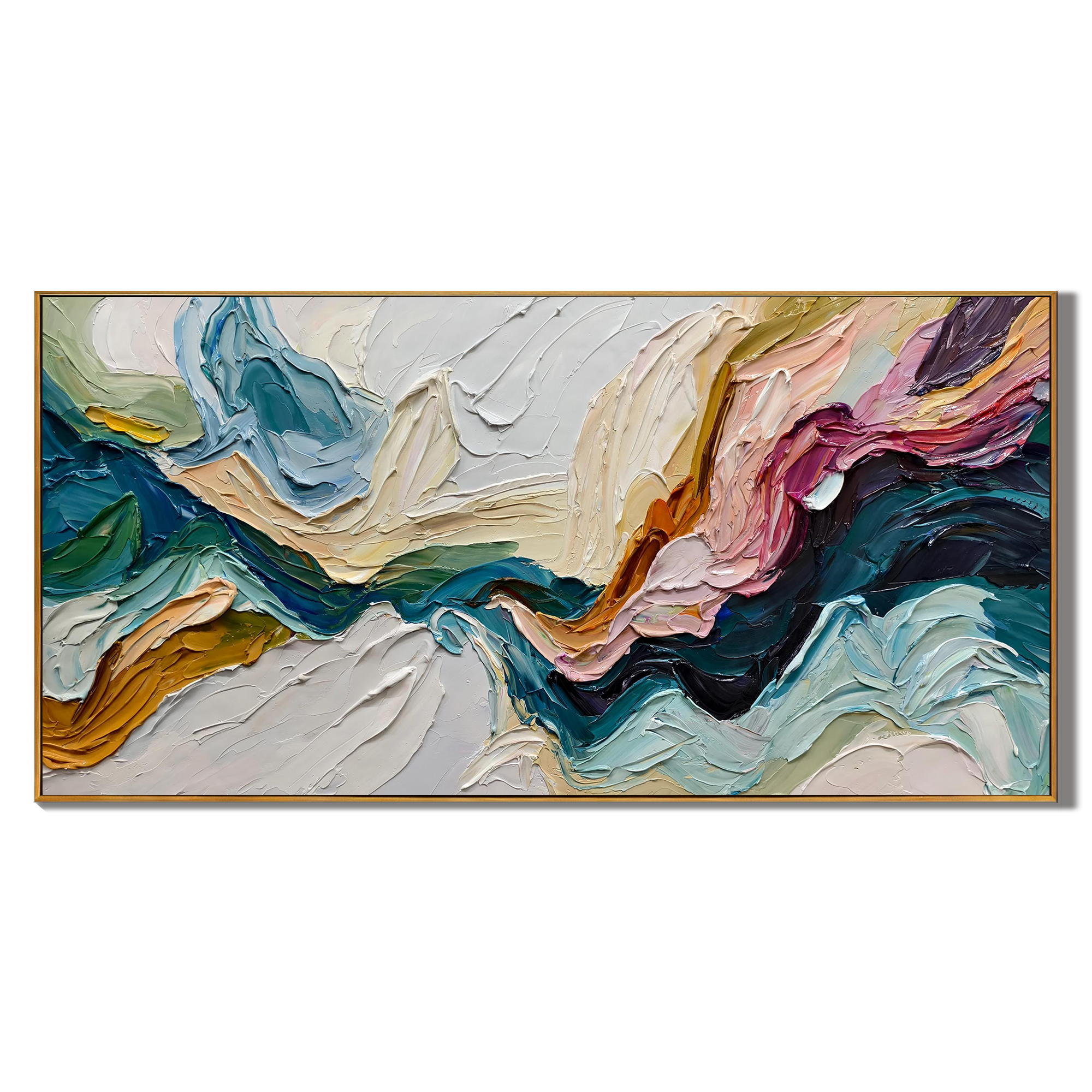 Floating Etherea – Heavy Texture Colorful Abstract Painting | Modern Wabi-Sabi Living Room Art