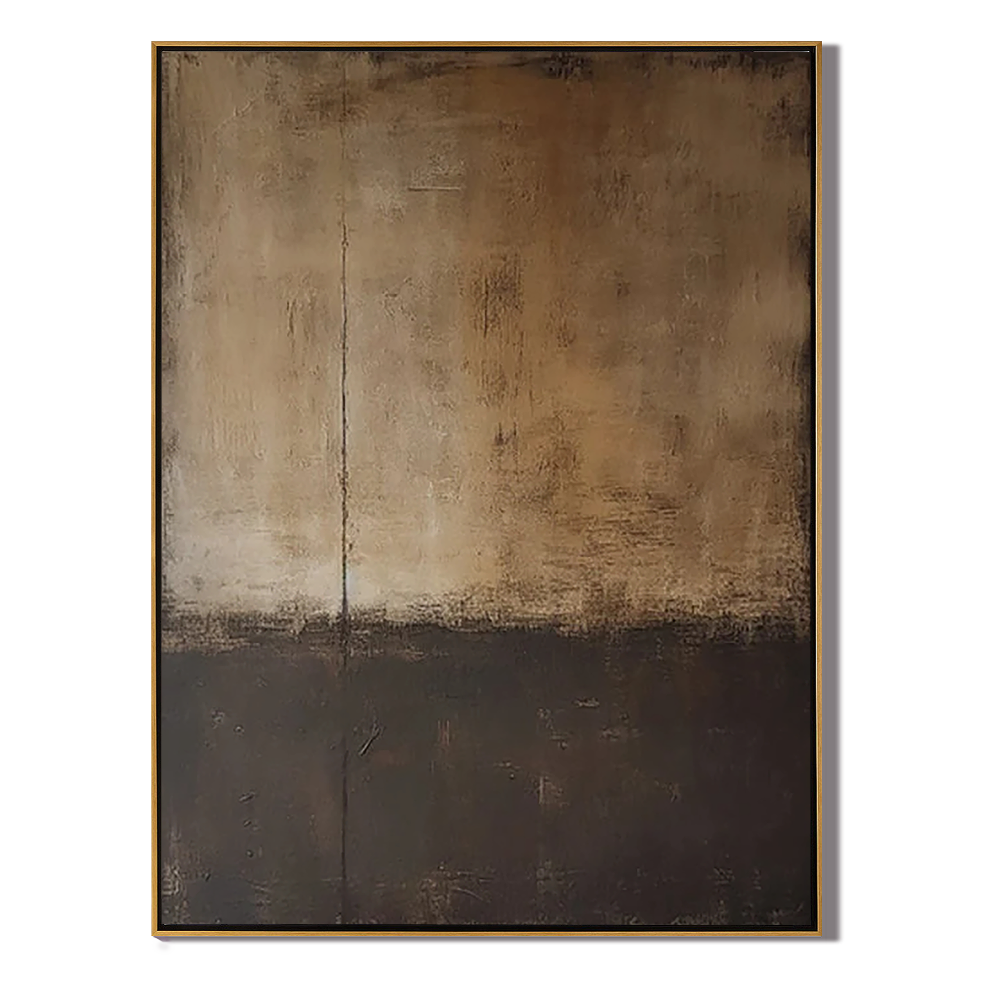 EARTHEN ECHO: Wabi-Sabi Wall Art, Hand-Painted Dark Brown and Bronze Abstract 3D Textured Gallery Art