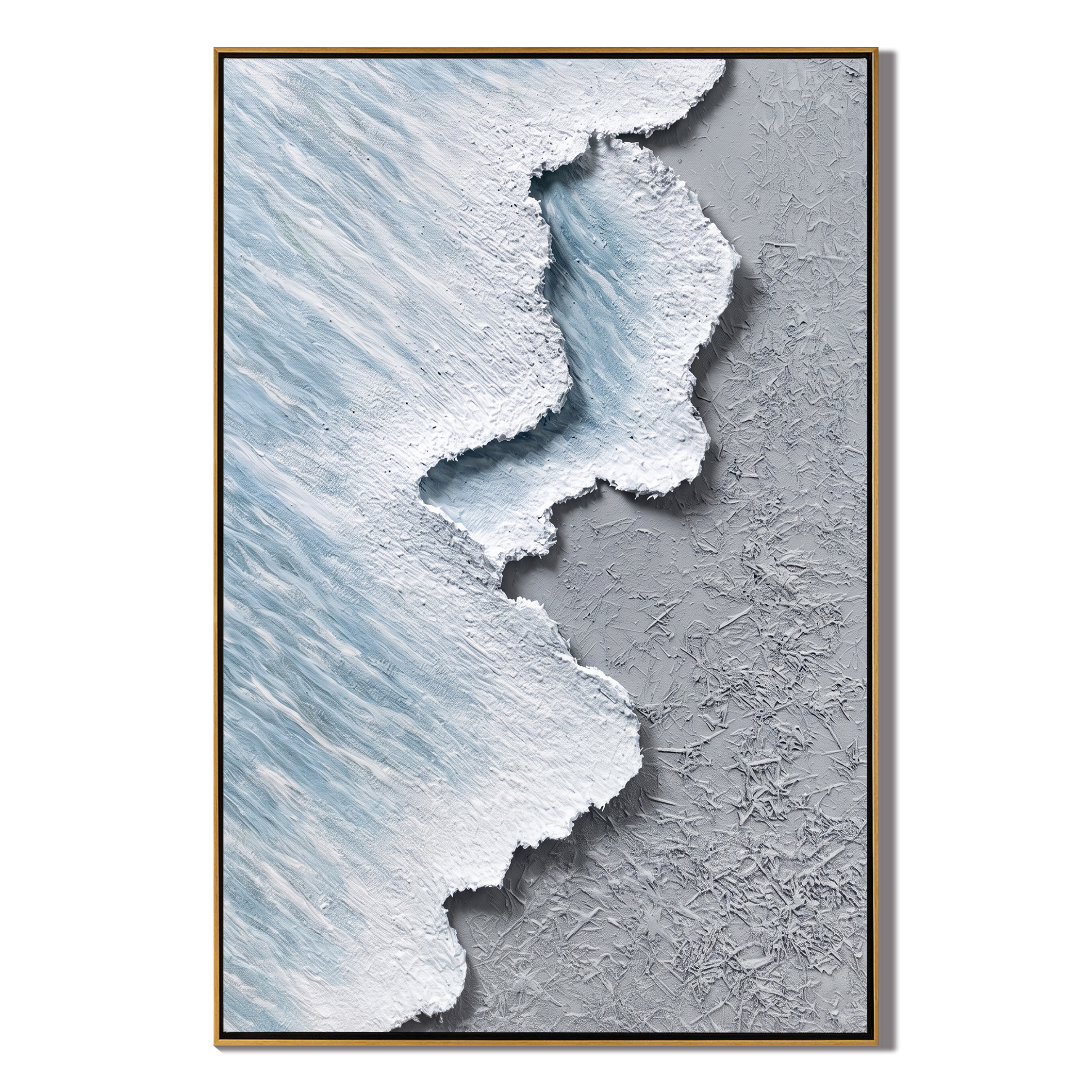 Glacial Tide – Modern Impasto Textured Painting | Creative Wabi-Sabi Shoreline Entryway Art
