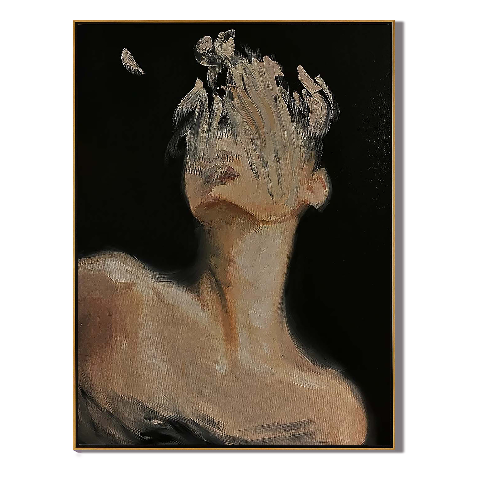 NOIR REFLECTION: Abstract Expressionist Portrait, Heavy Texture Palette Knife Face Art