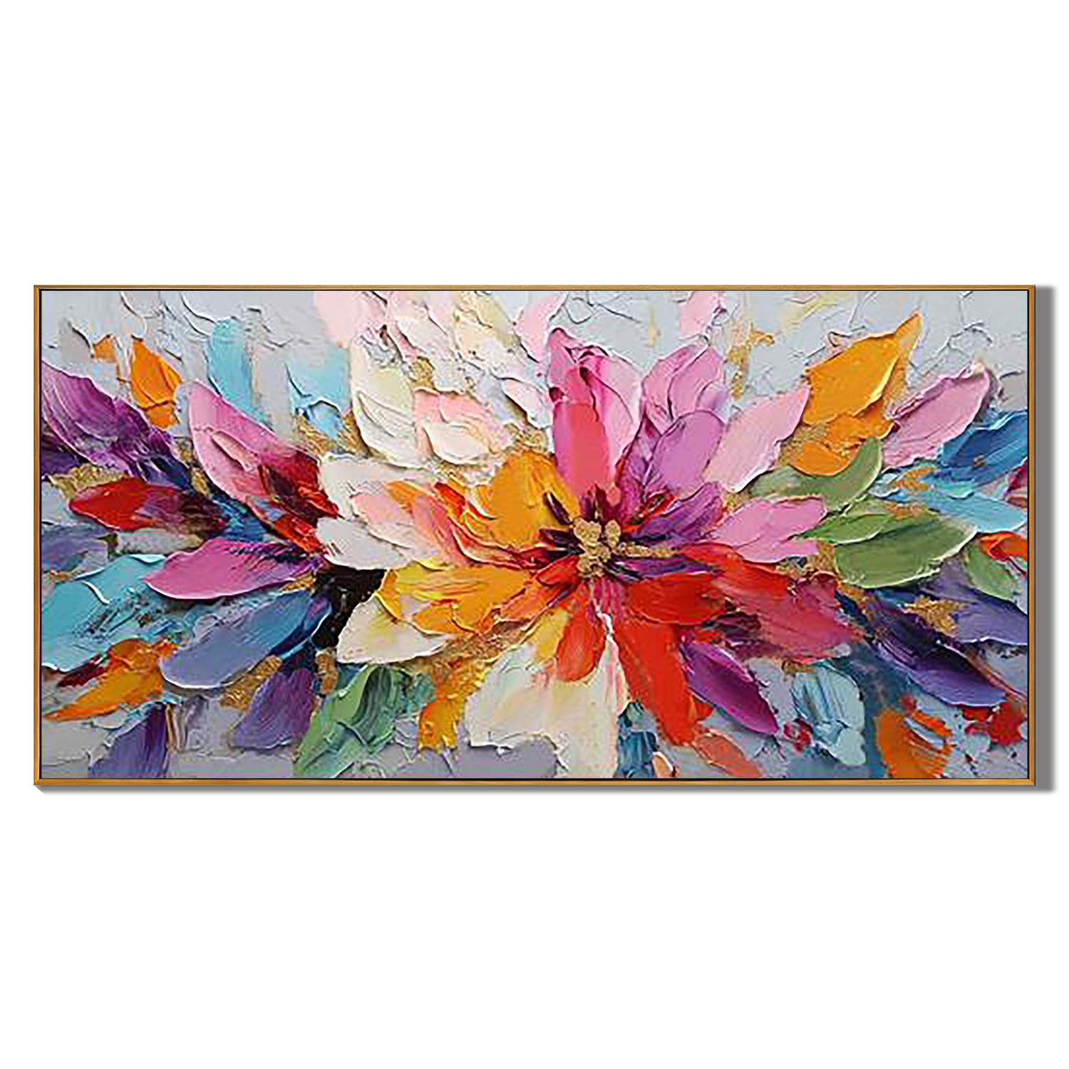 Vibrant Eruption – Modern Abstract Expressionist Oil Painting | Impasto Floral Texture Living Room Art