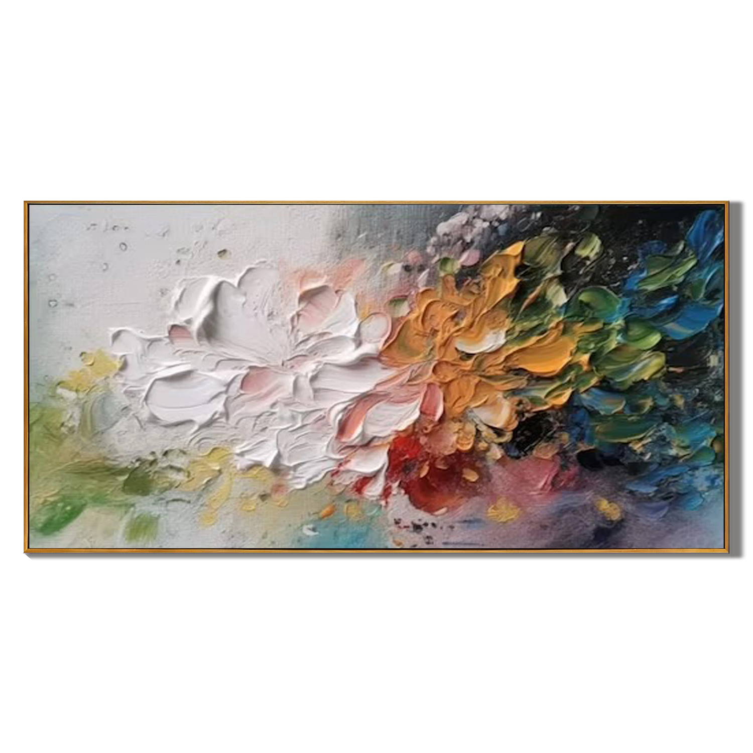 PRISM BLOOM: Abstract Wall Art, Hand-Painted Multicolored Palette Knife 3D Impasto Heavy Texture Canvas Painting