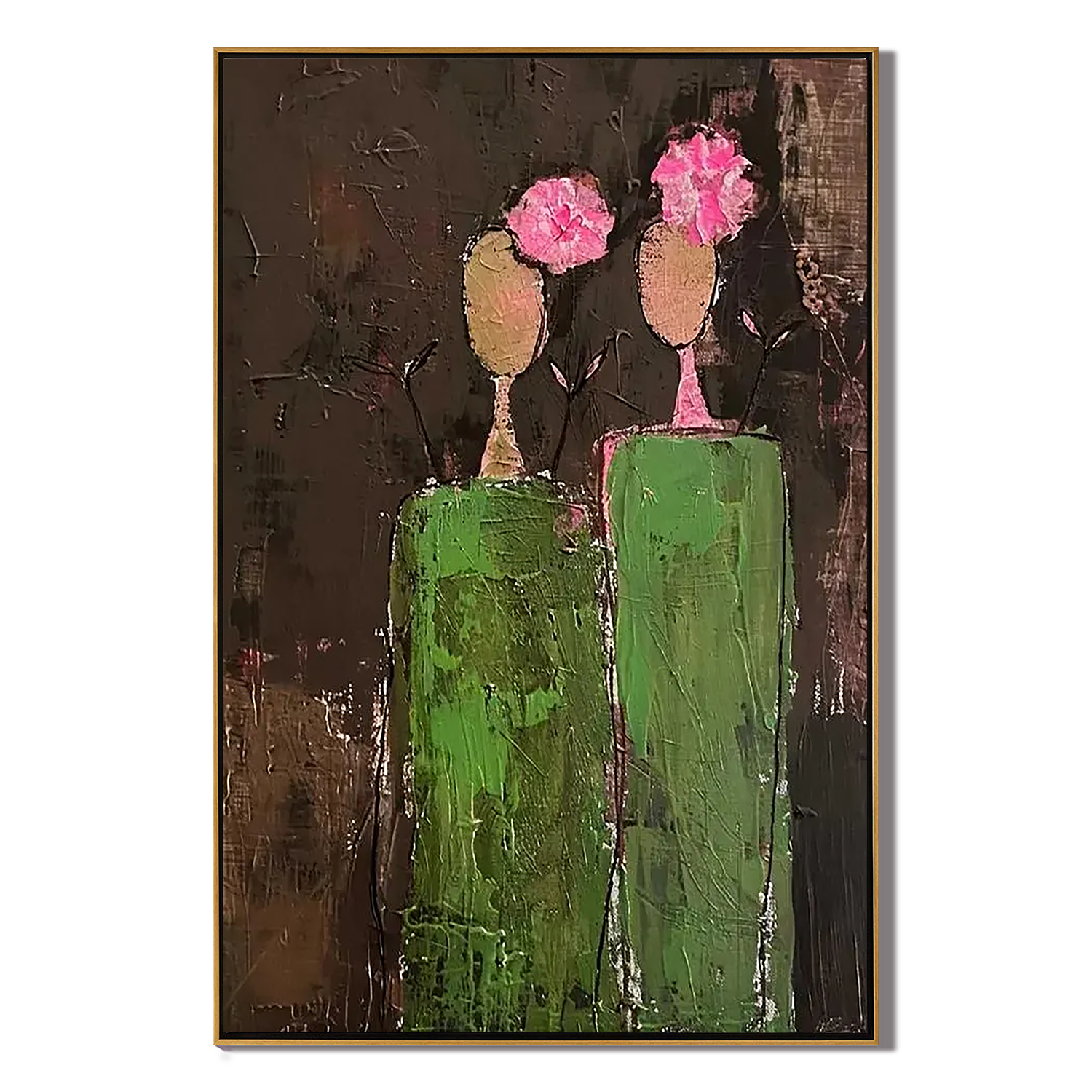 ETERNAL BOND: Abstract People Wall Art, Modern Figurative Palette Knife Heavy Texture Oil Painting