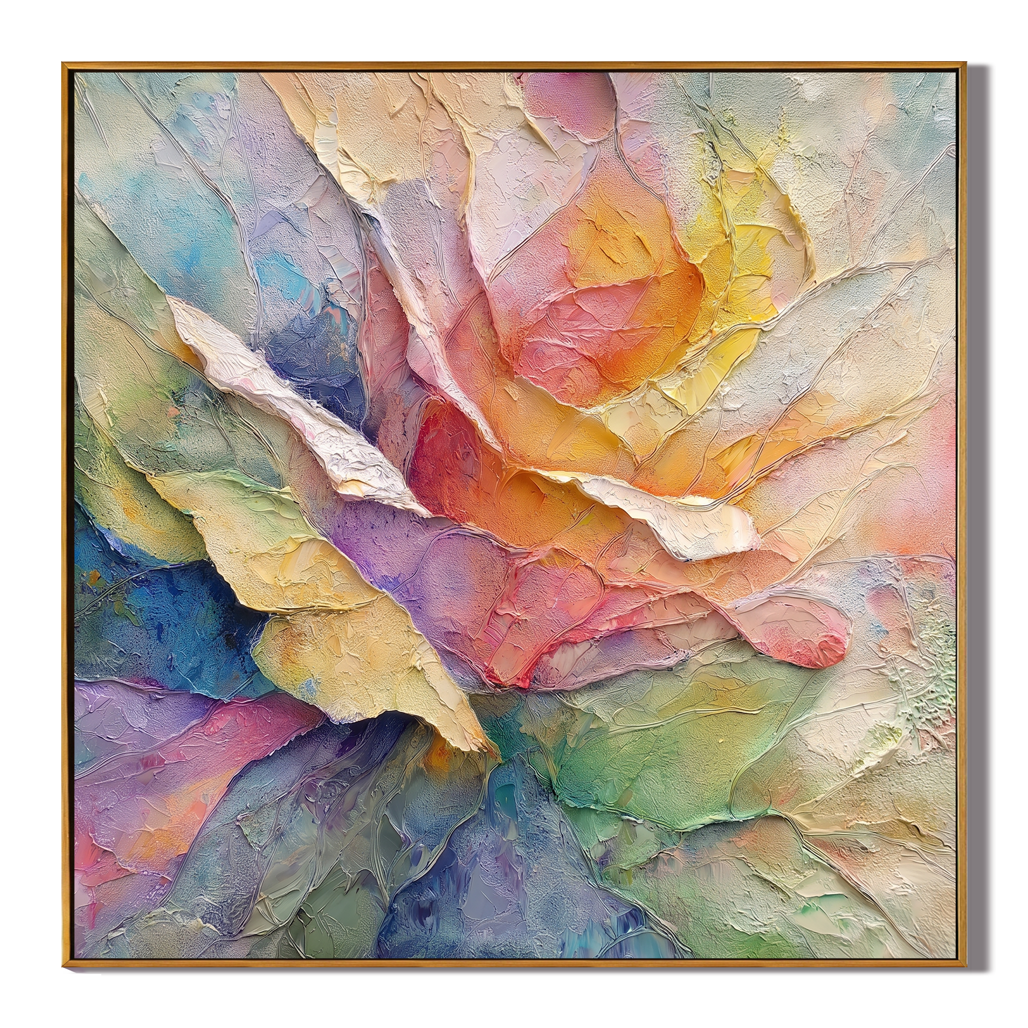 Dawn's Reverie - Modern Impasto Pastel Abstract Floral Canvas | Romantic Living Room Wall Art