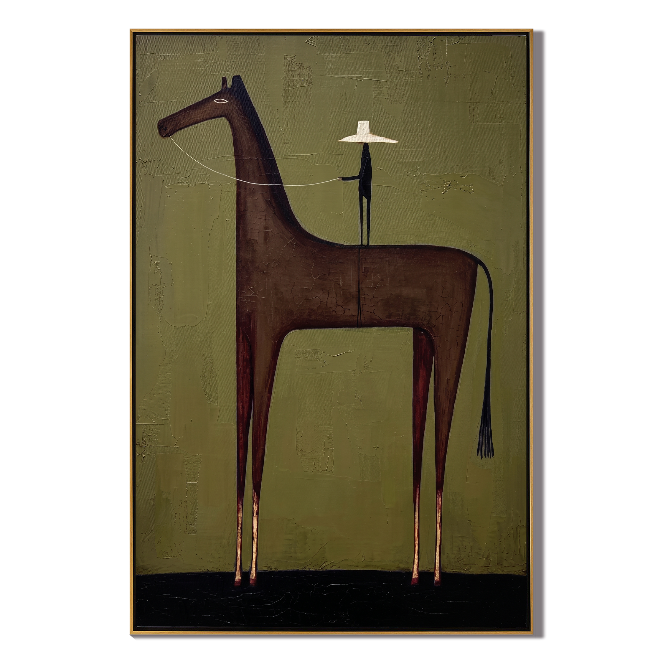 Towering Grace – Minimalist Equestrian Abstract Painting | Heavy Texture Wabi-Sabi Wall Art
