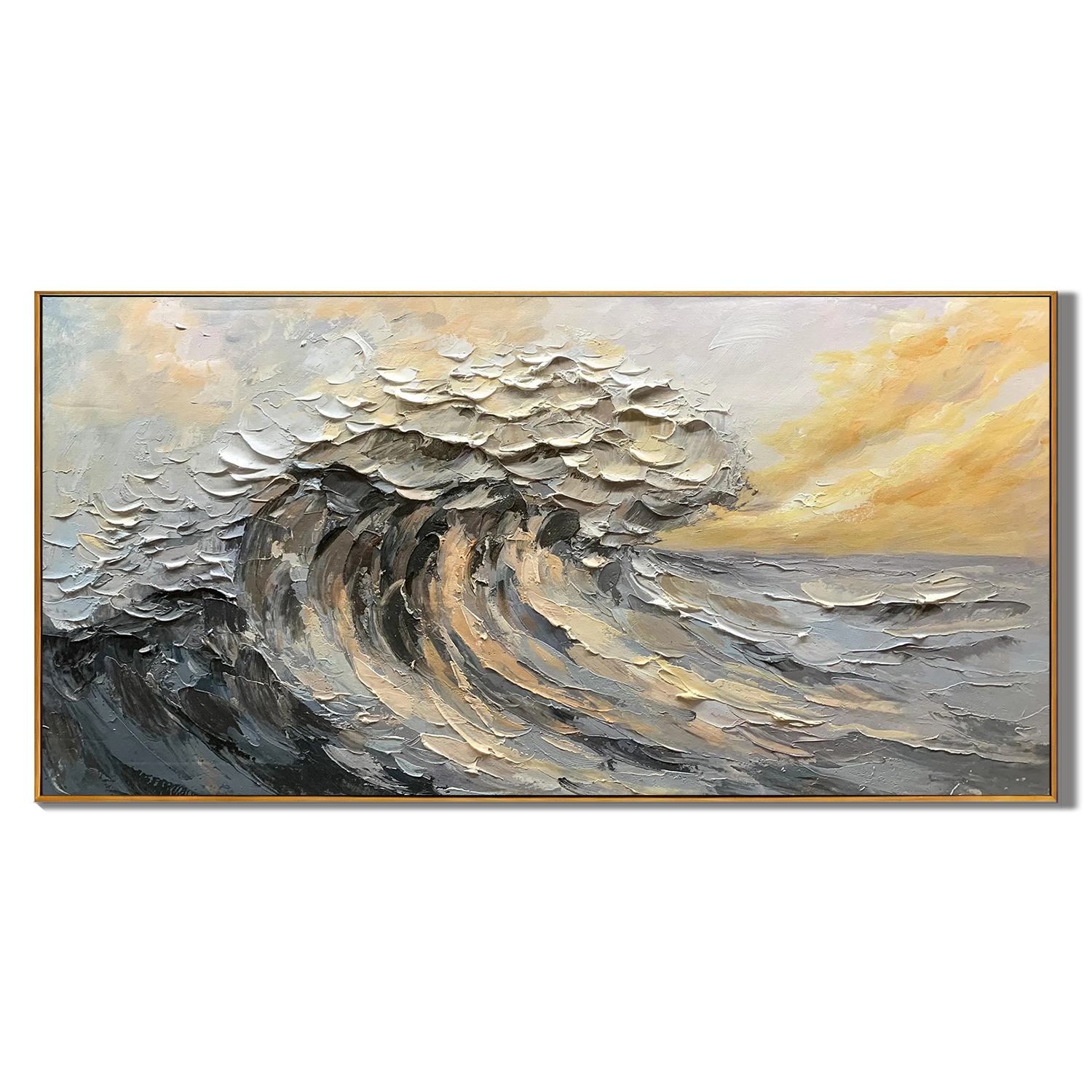 OCEAN SURGE: Ocean Wave Wall Art, 3D Heavy Texture Impasto Palette Knife Seascape Painting