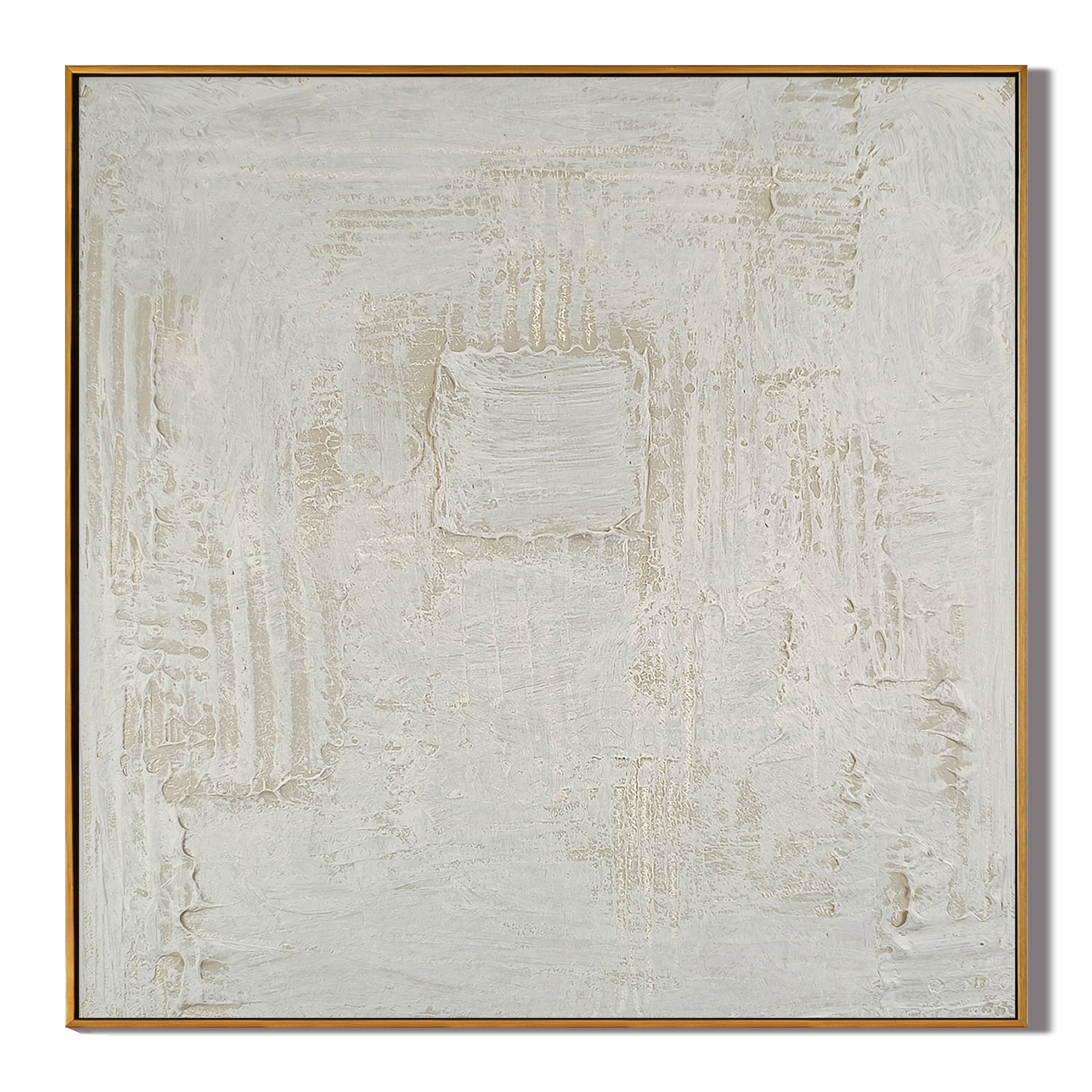 ANCIENT SQUARE: Square 3D Heavy Texture Wabi-Sabi Wall Art, Cream White Plaster Relief