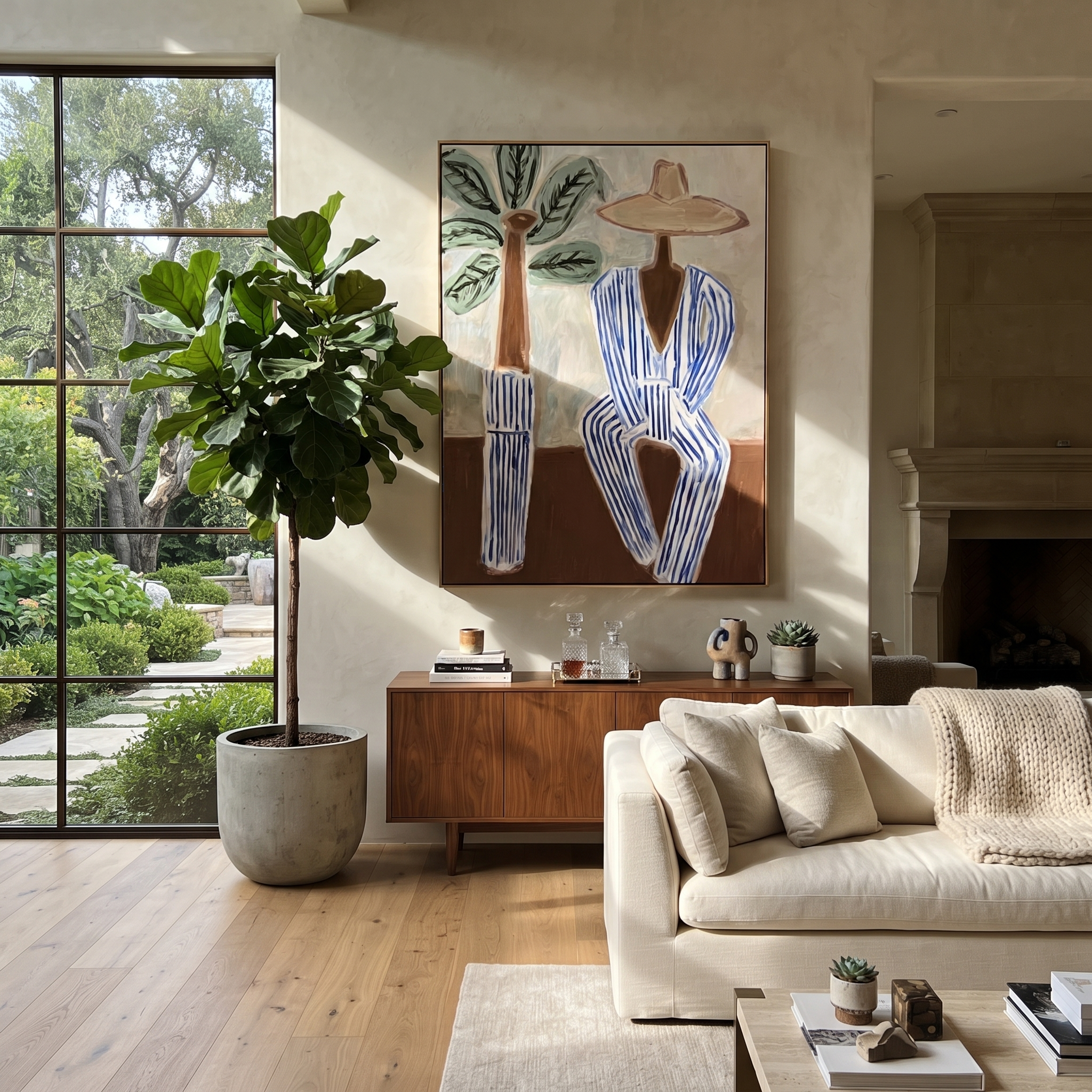 Blue Stripes by Palms displayed as a modern room focal point