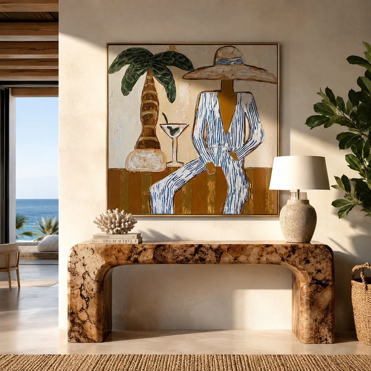 Martini Shade Holds Gaze displayed in a warm contemporary interior