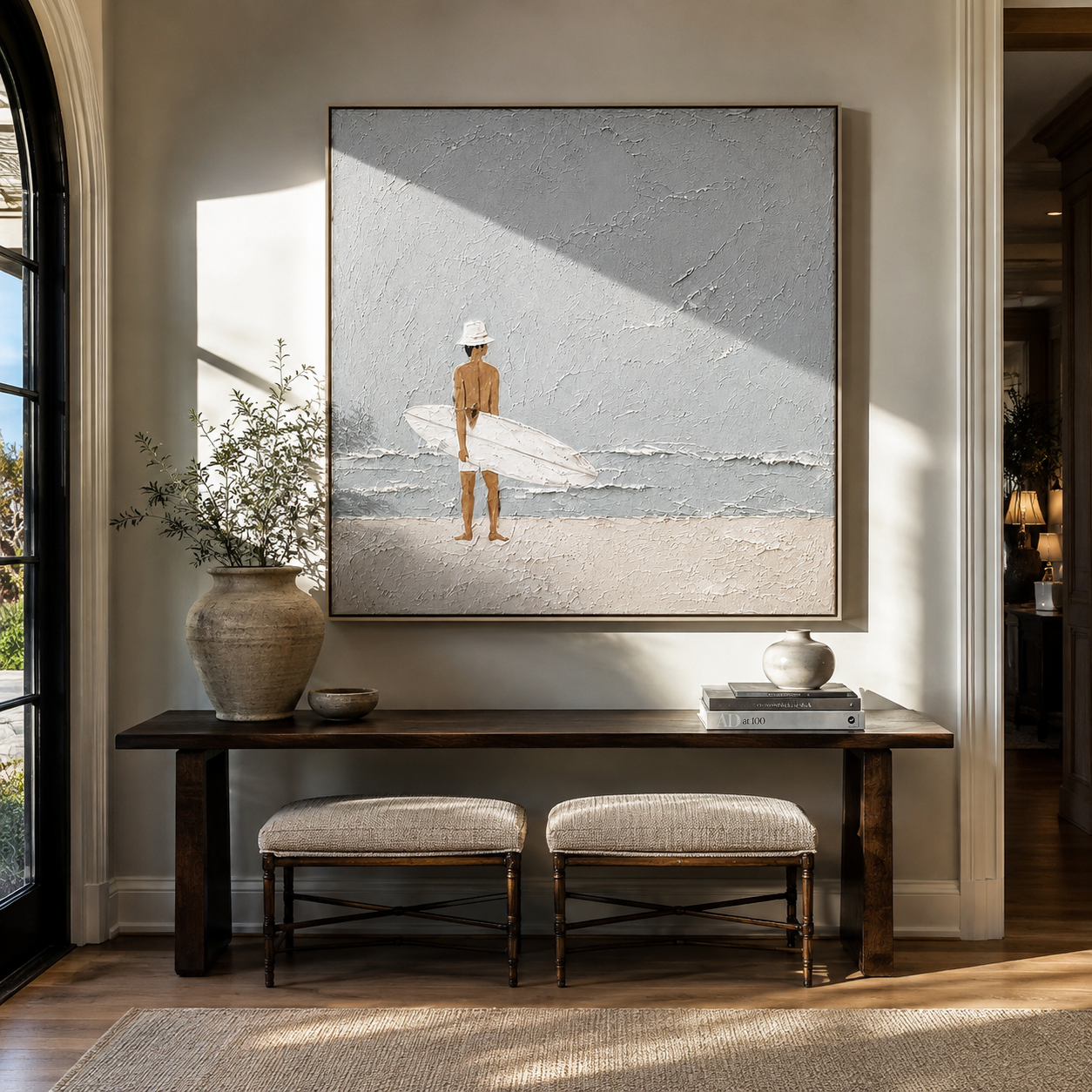 Quiet Surf Finds Sky styled in a layered residential interior