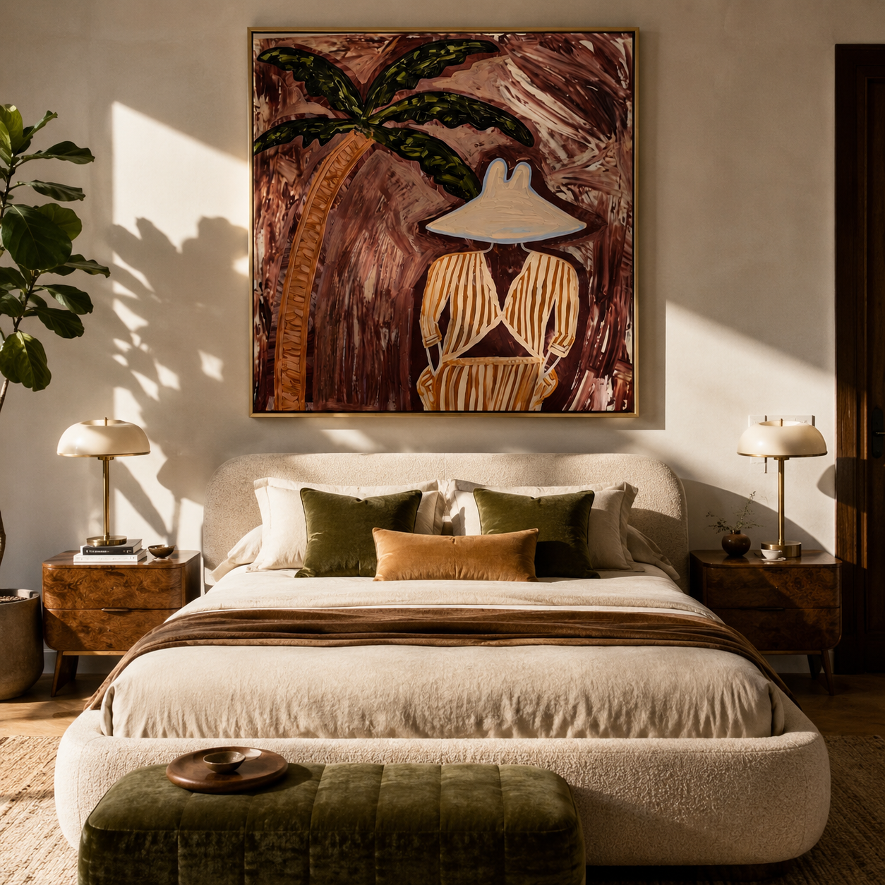 Cocoa Palms Shelter Stillness presented above a contemporary console