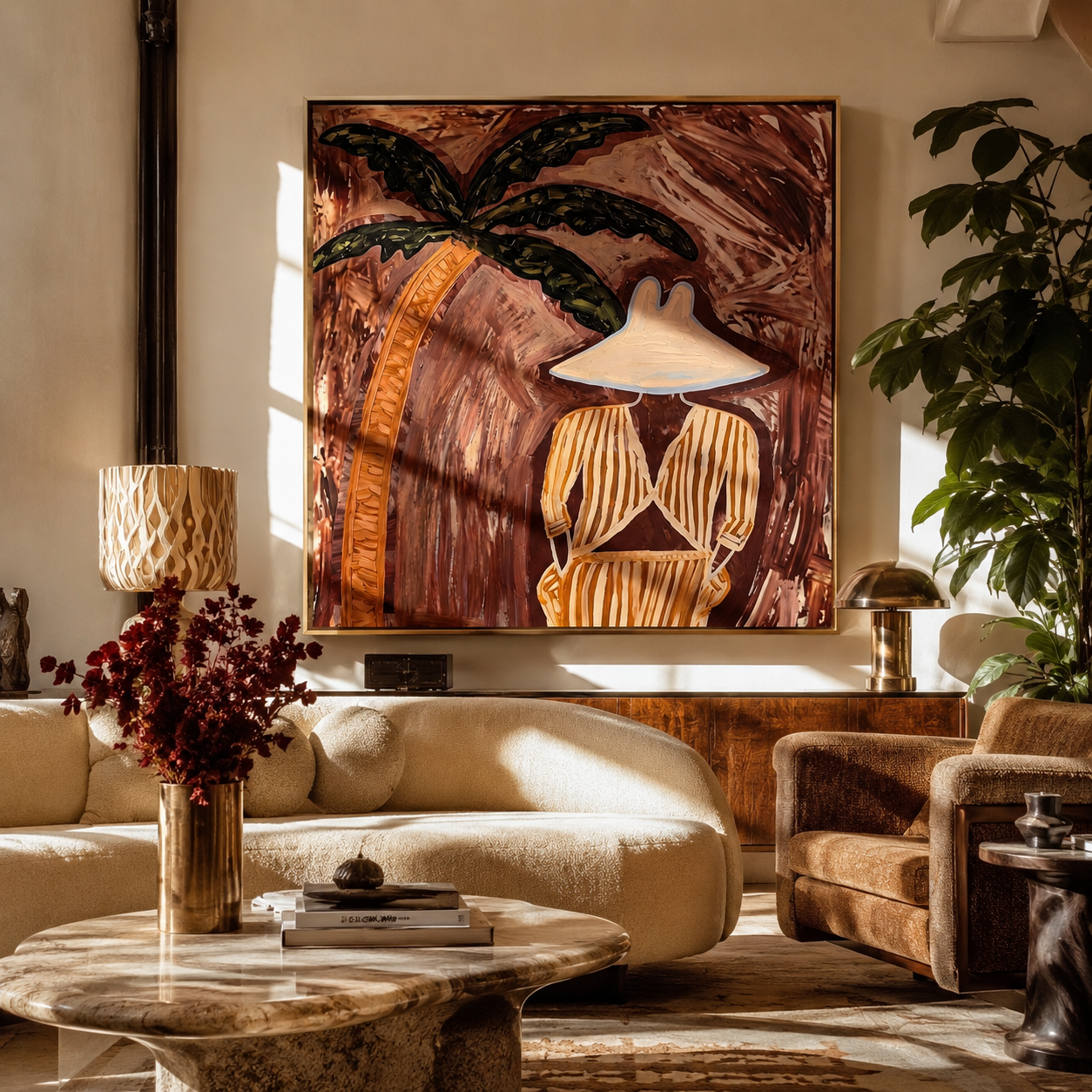 Cocoa Palms Shelter Stillness styled in a layered residential interior