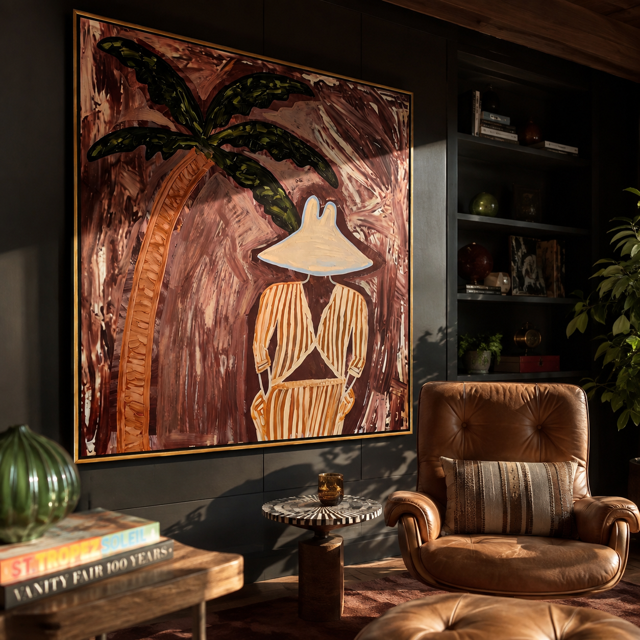 Ochre Stripes in Shade styled in a layered residential interior