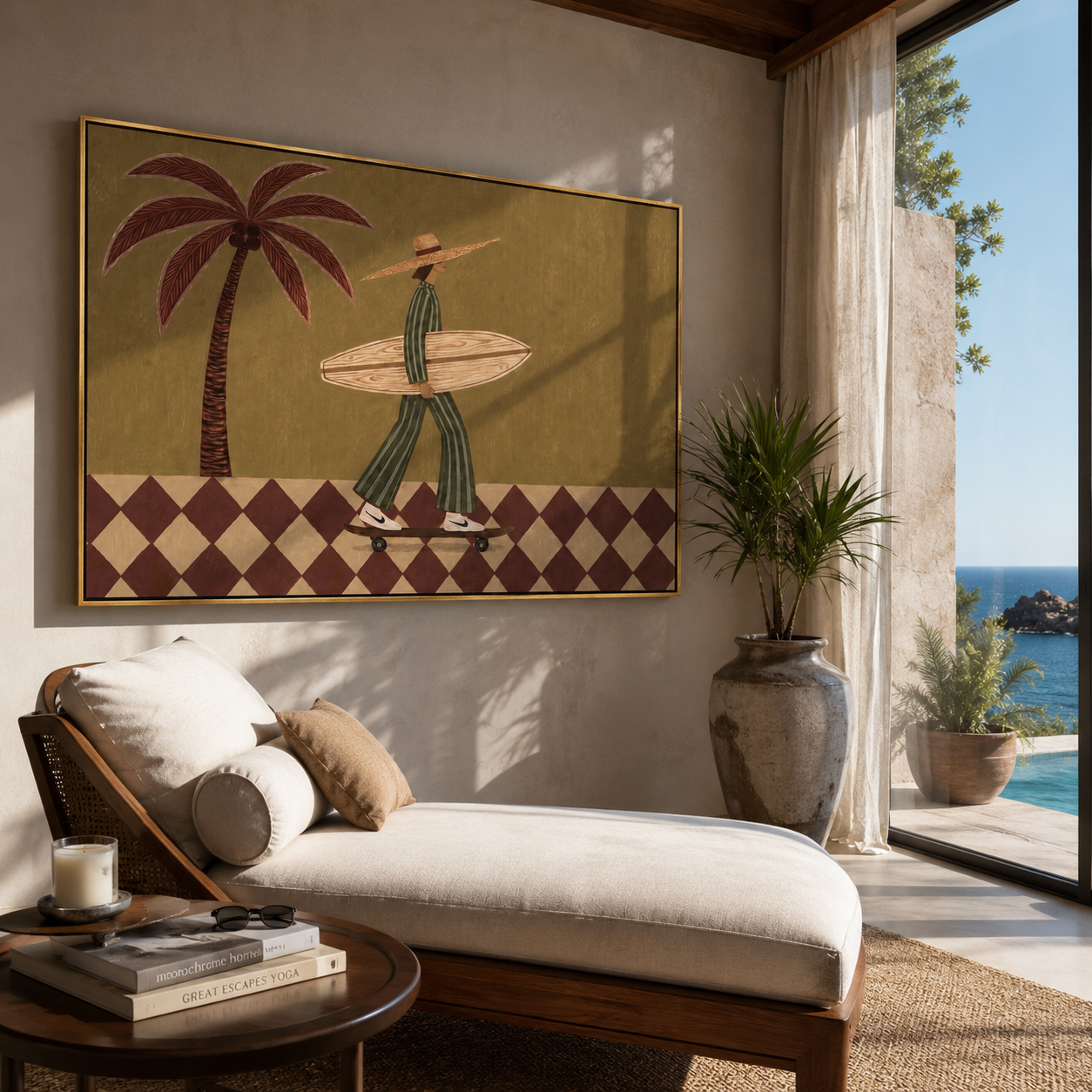 Checkerboard Wheels Chase Tide styled with neutral modern furnishings
