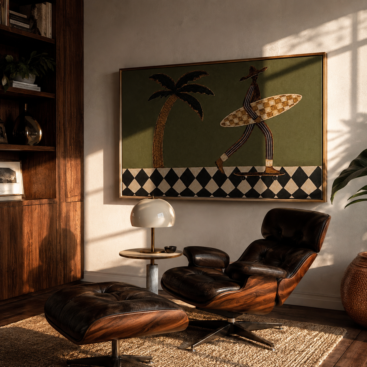 Surfer Wheels toward Tide styled with neutral modern furnishings