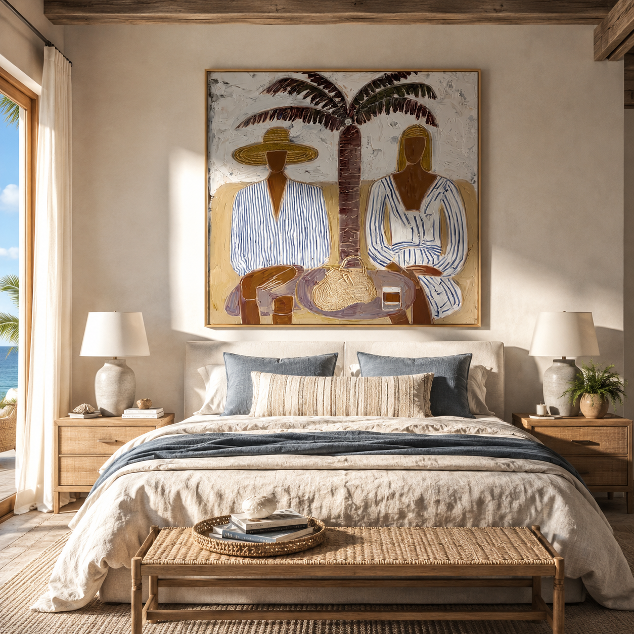 Twin Brims beneath Palm displayed as a modern room focal point