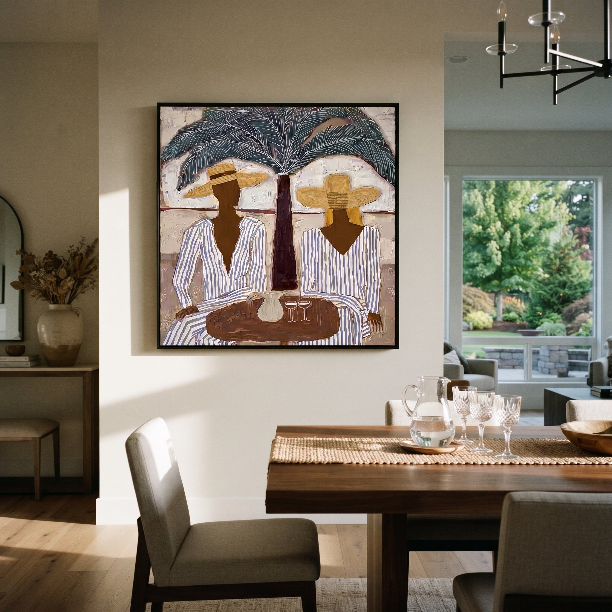 Palm Shade Sets Table displayed as a modern room focal point