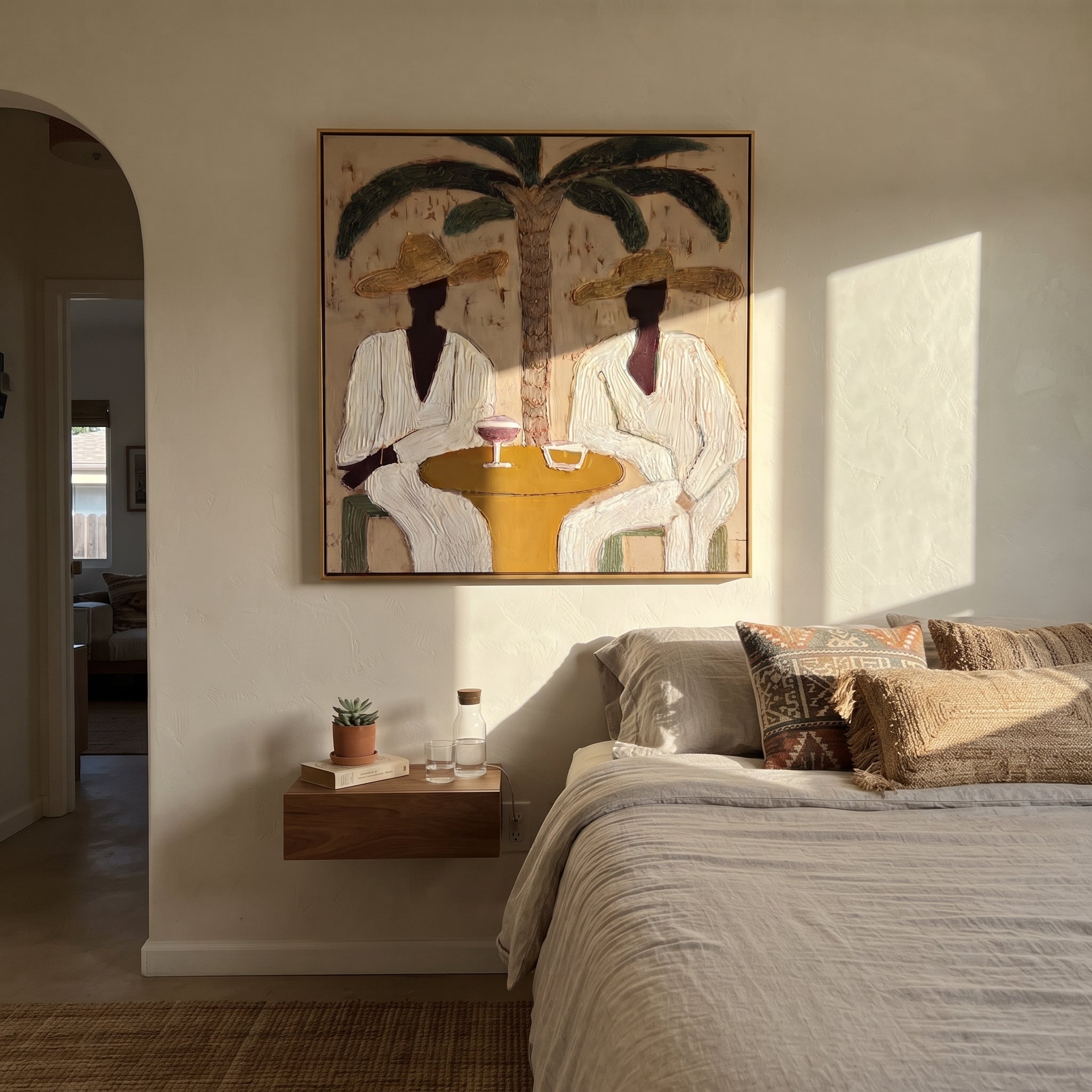 Palm Lunch Slows Time styled in a layered residential interior