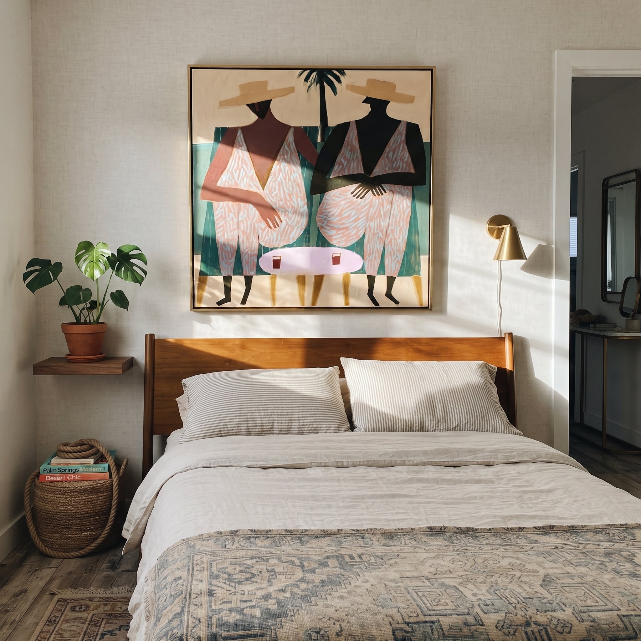 Pink Suits Face Palms displayed as a modern room focal point