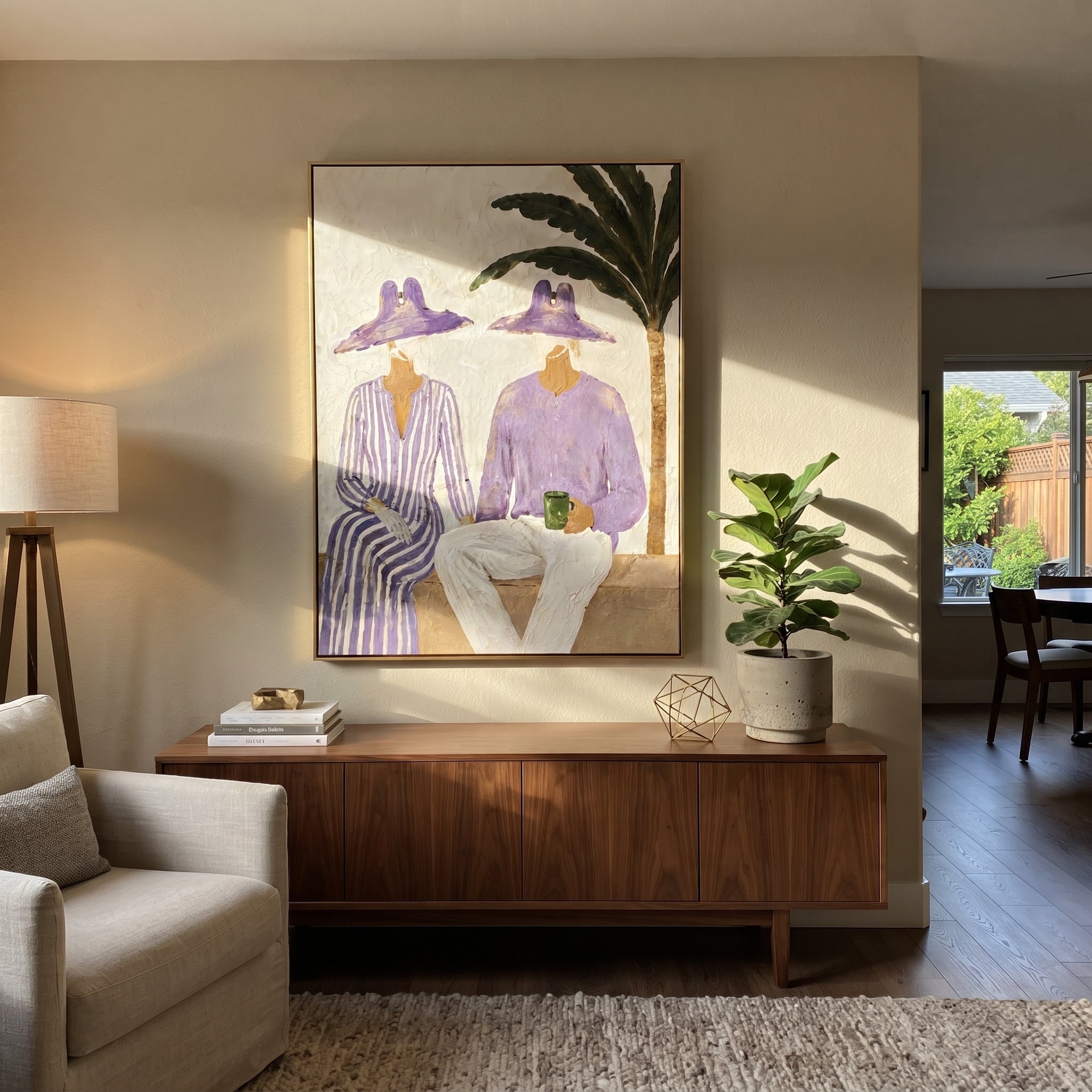 Purple Hats Share Coffee displayed in a warm contemporary interior