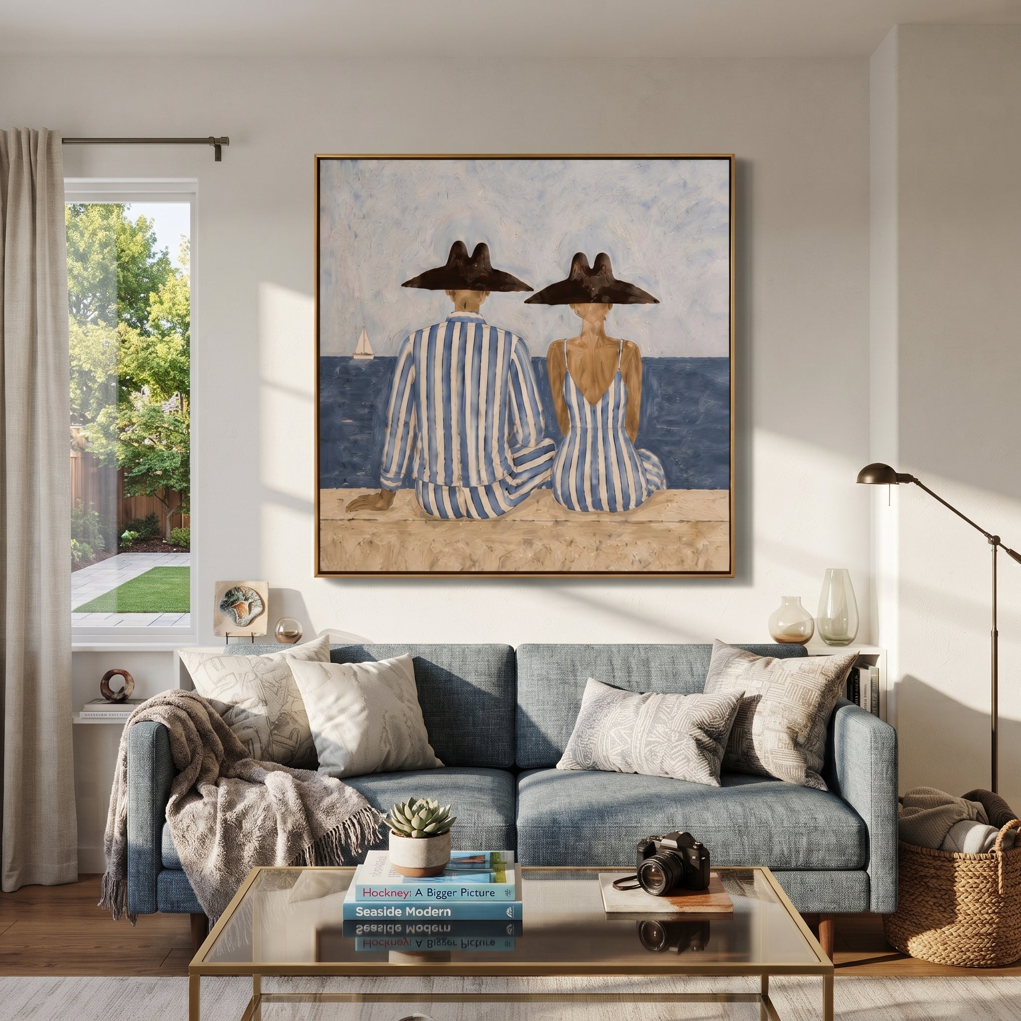 Blue Stripes Watch Tide styled with neutral modern furnishings
