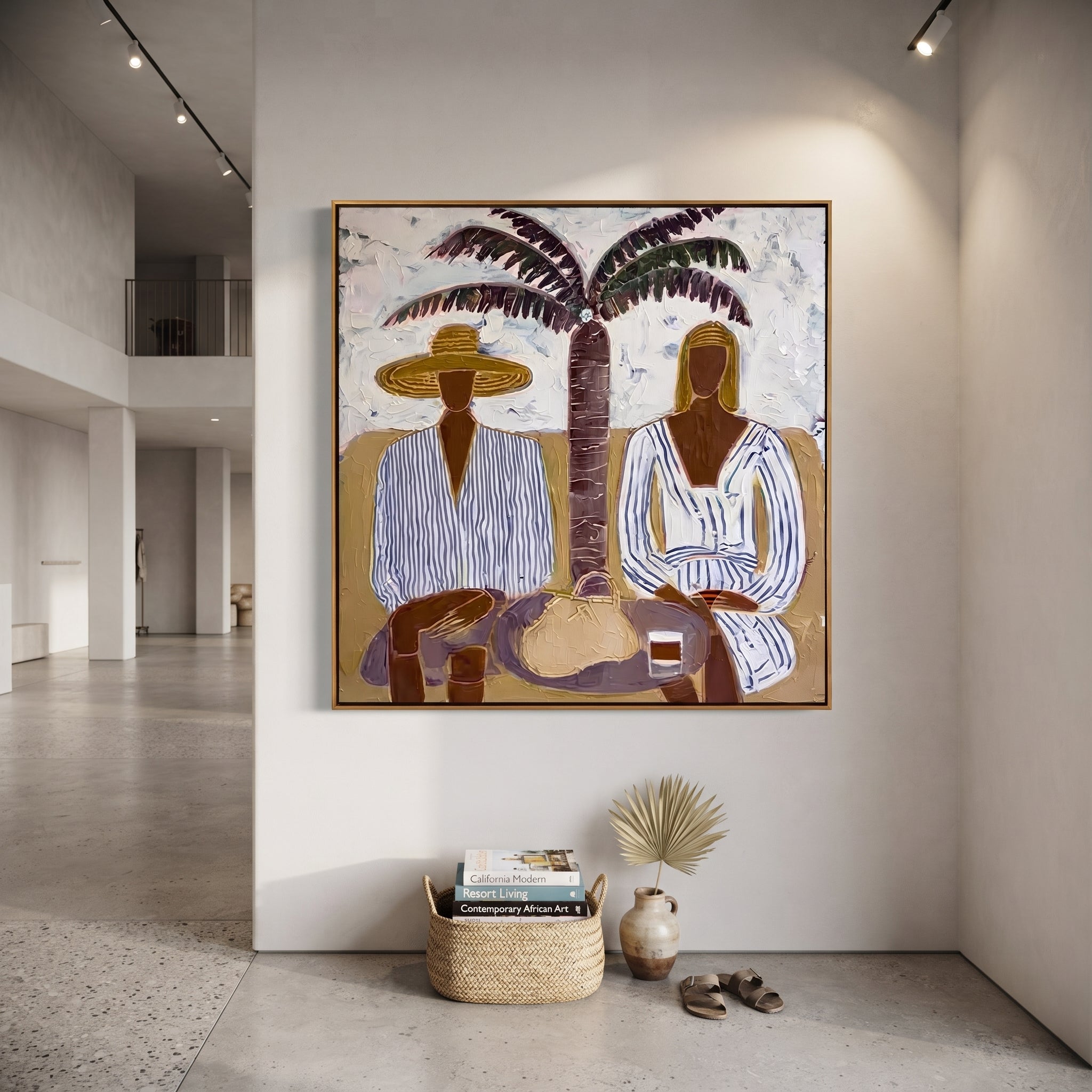 Striped Leisure Beneath Palms displayed as a modern room focal point