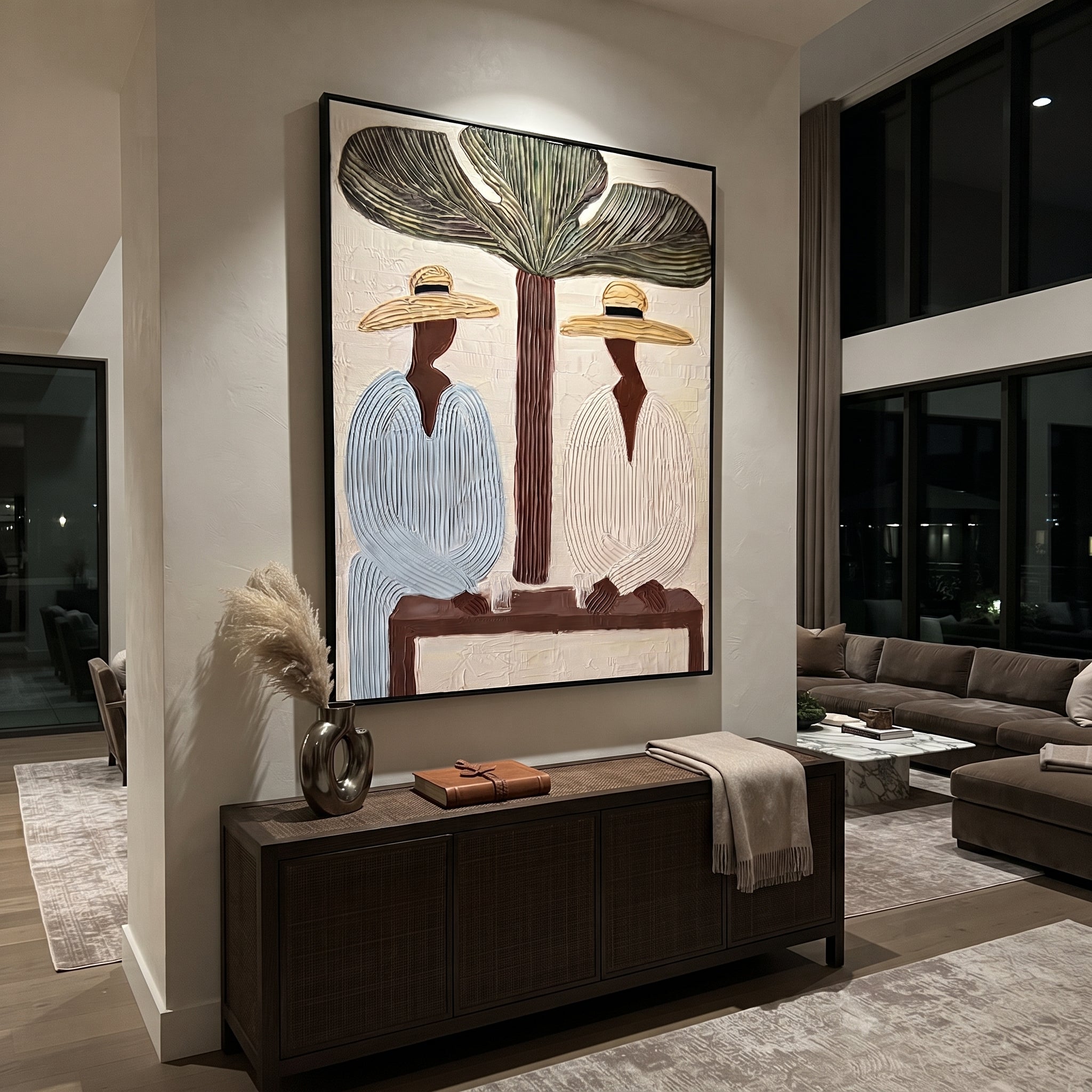 Tree Shade Divides Linen styled in a layered residential interior
