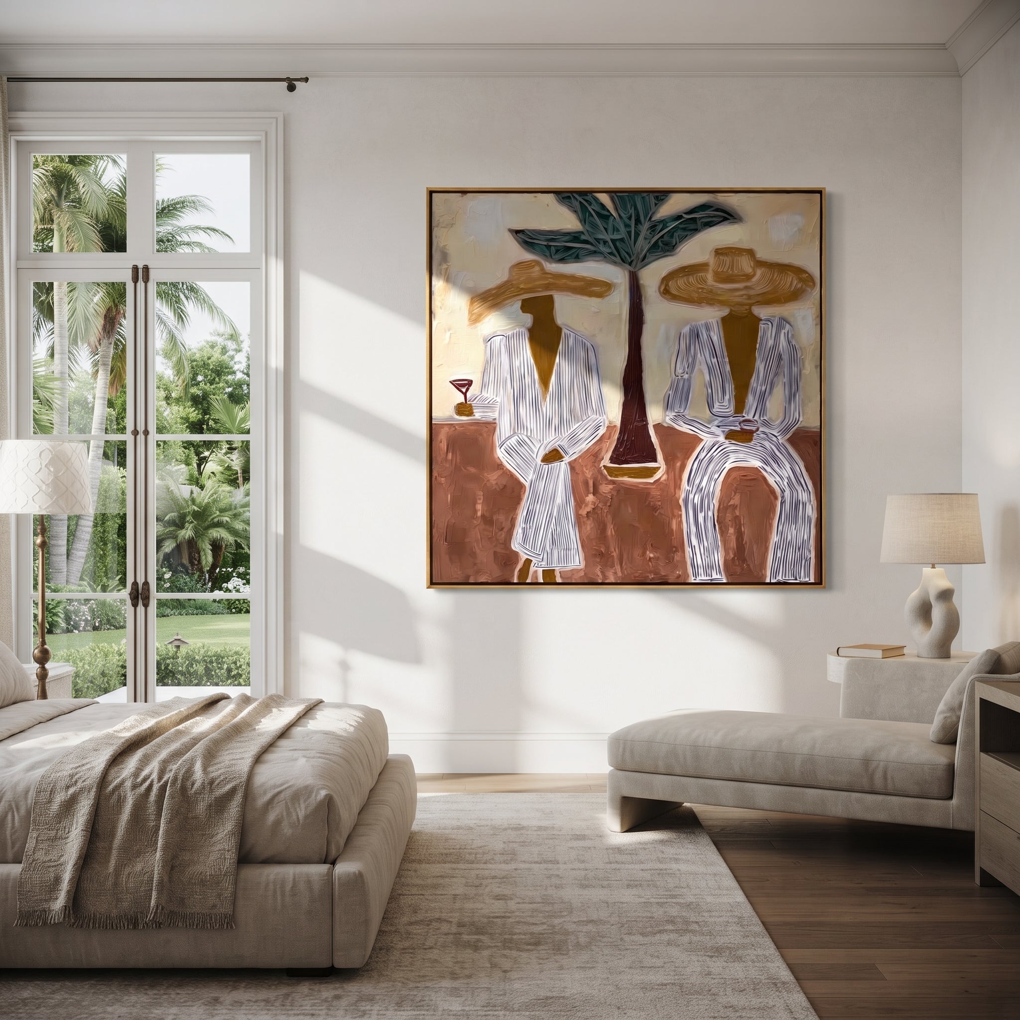 Palm Stands Between Brims presented above a contemporary console