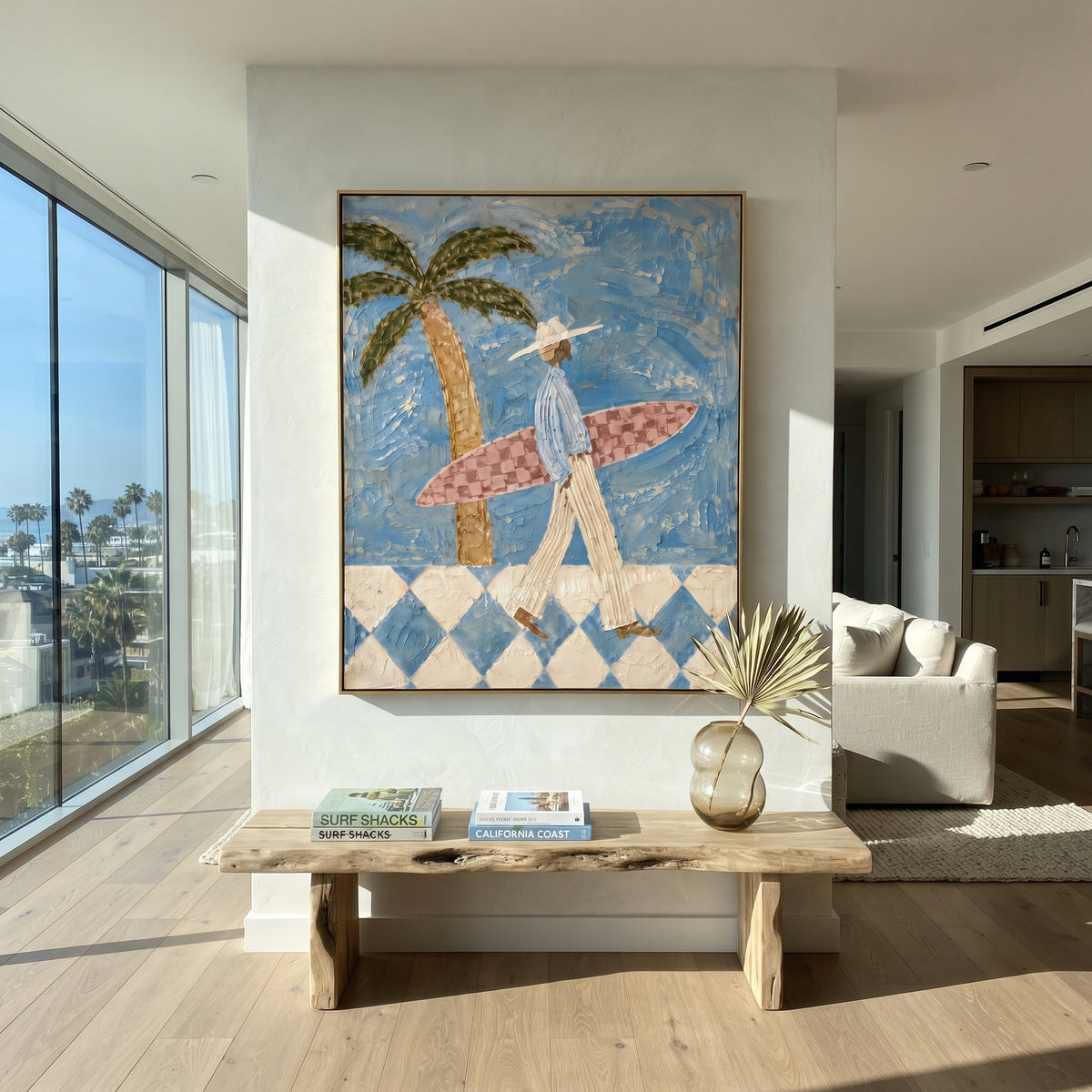 Palm Shade Surf Walk artwork styled as a refined focal point