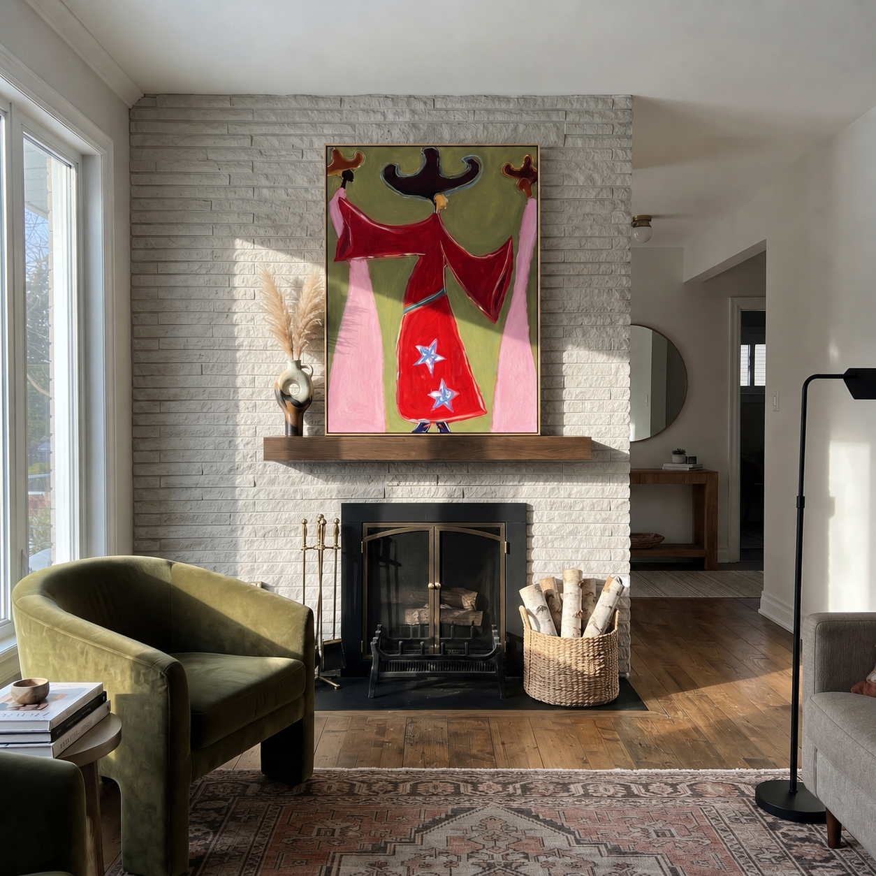 Red Coats Turn Wind styled with wood, linen, and modern decor