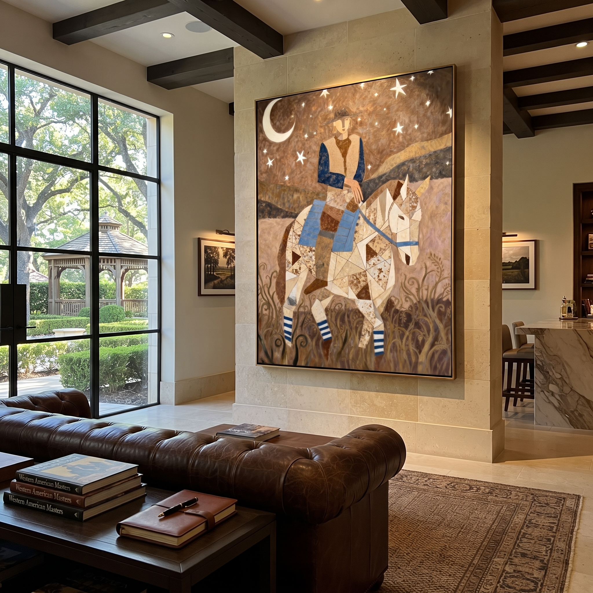 Moon Rider Crosses Silence presented as a colorful interior focal point