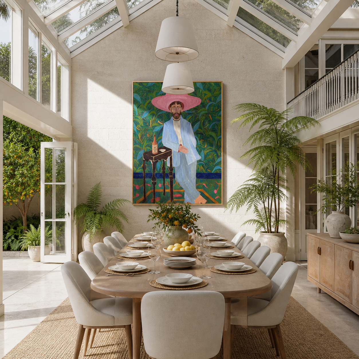 Pink Brim in Garden displayed in a layered residential setting